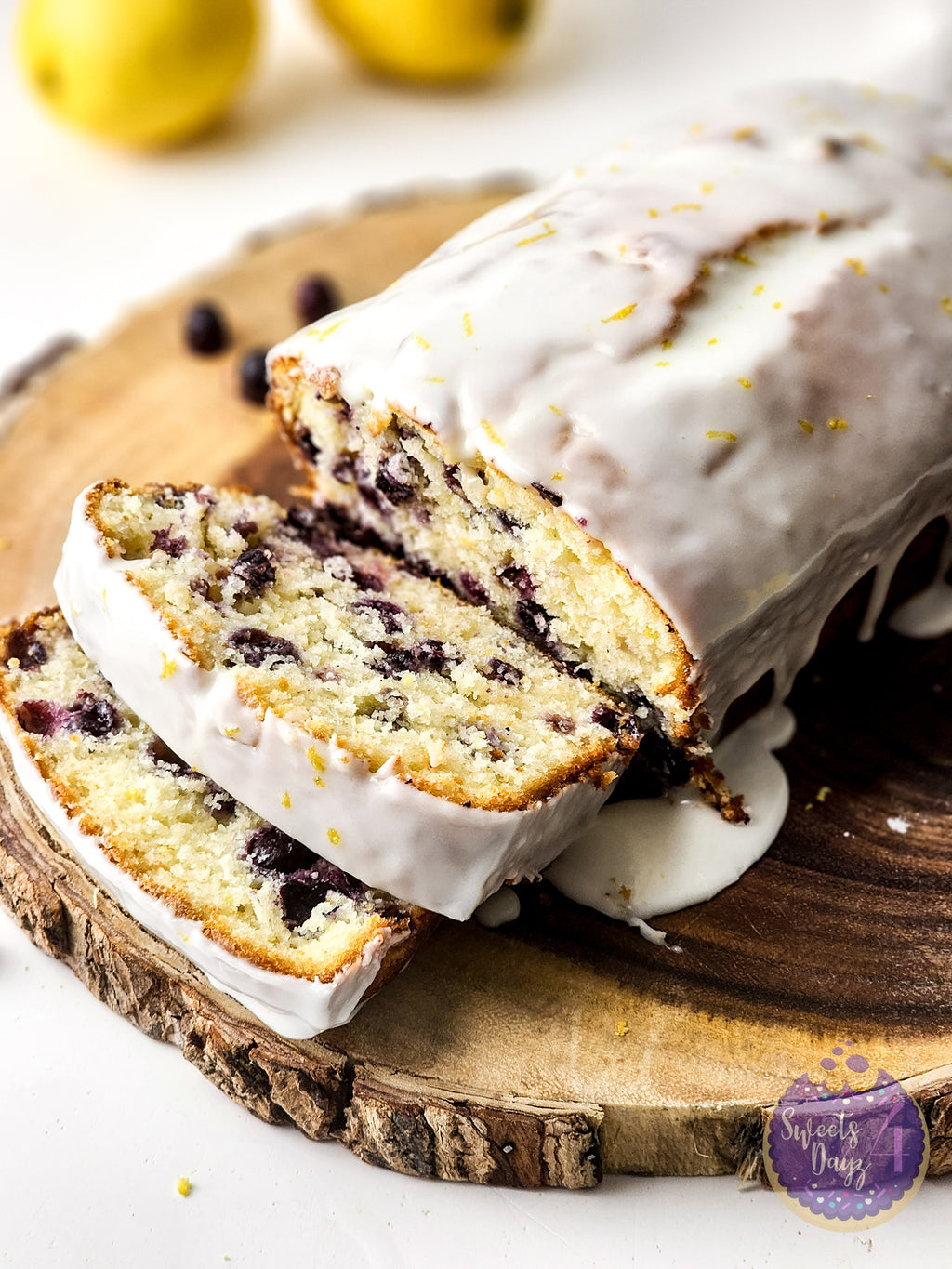 Lemon Blueberry Loaf on White
