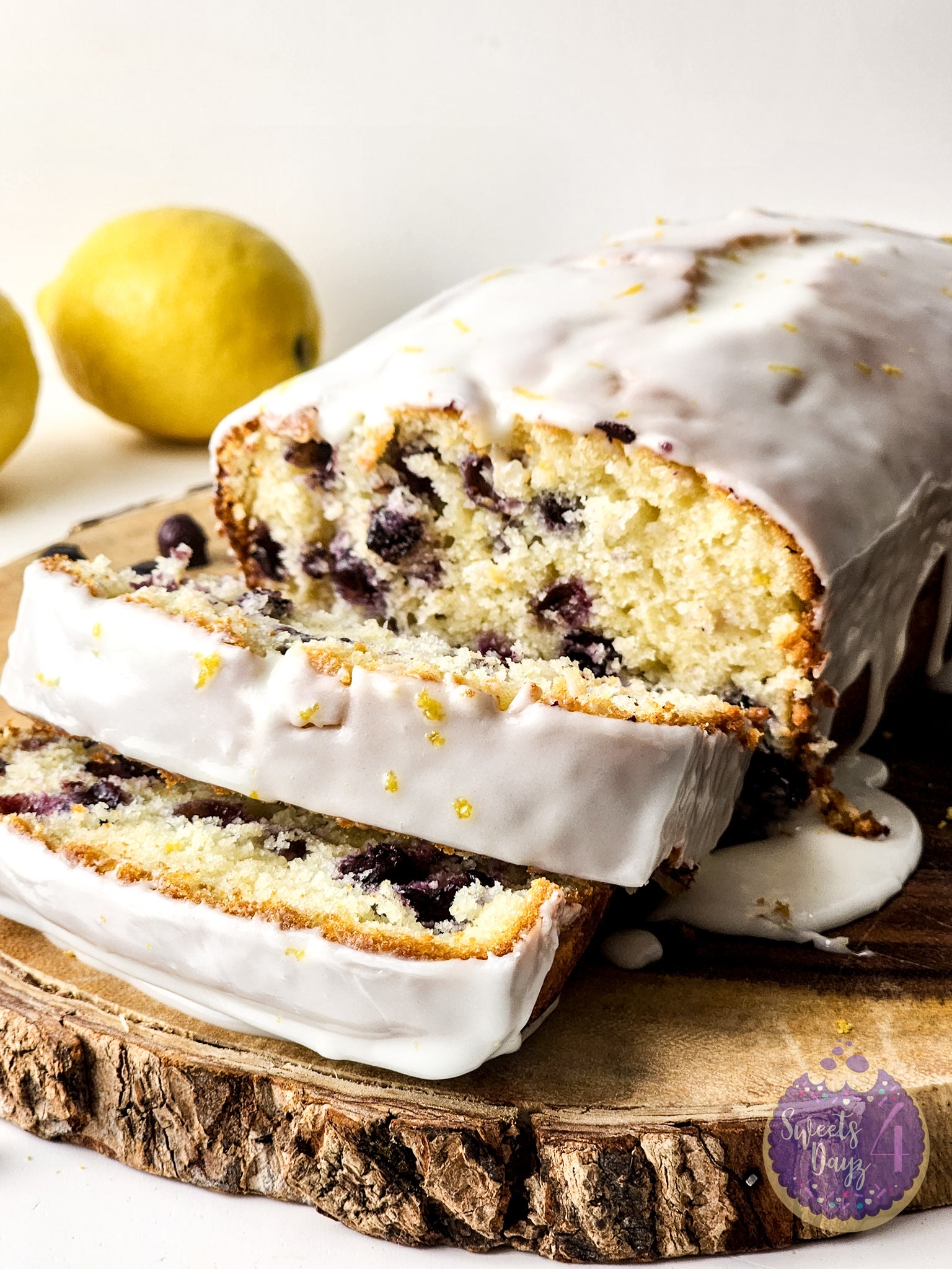 Lemon Blueberry Loaf on White