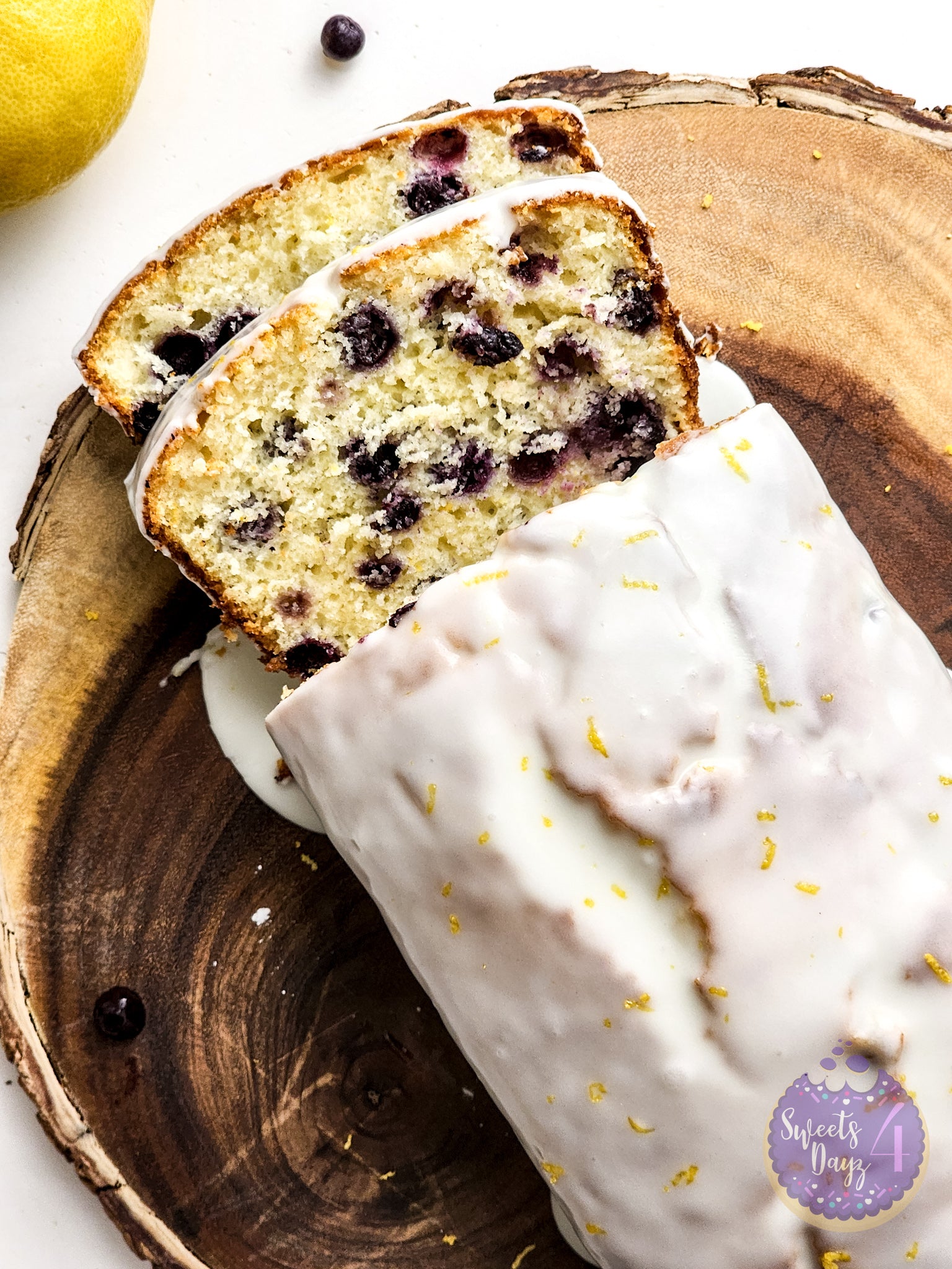 Lemon Blueberry Loaf on White