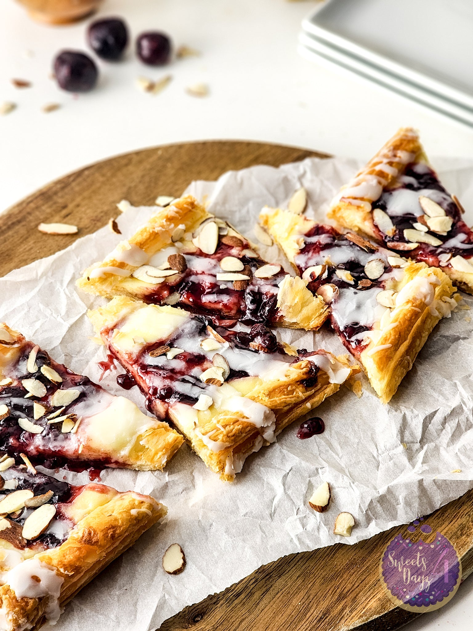 Cherry Almond Pastry on White