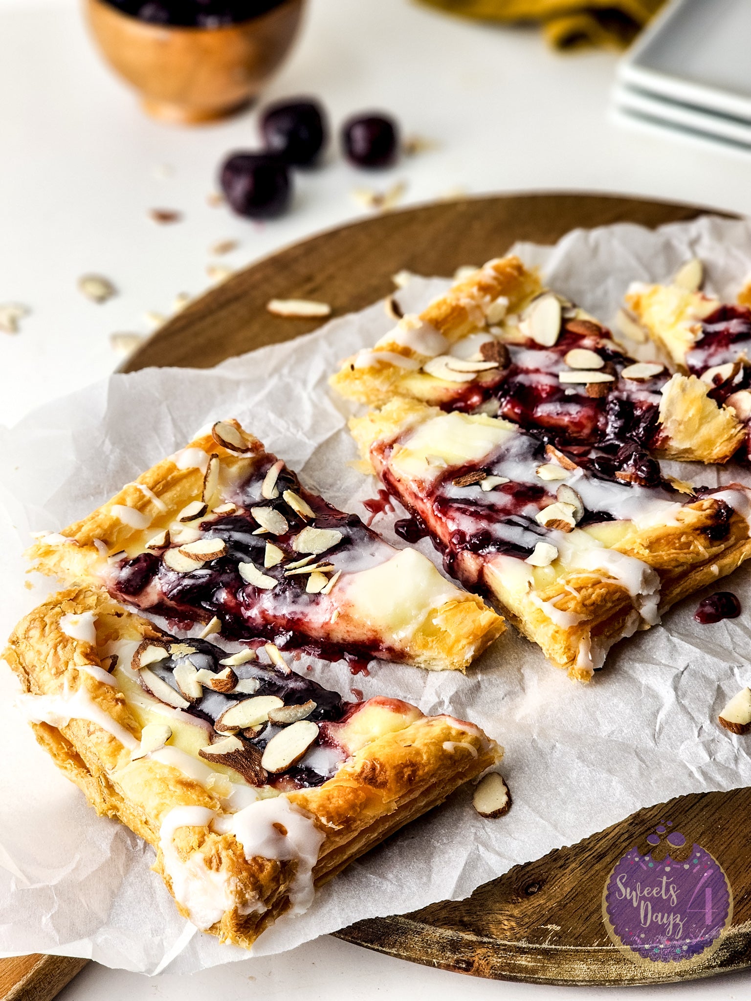 Cherry Almond Pastry on White