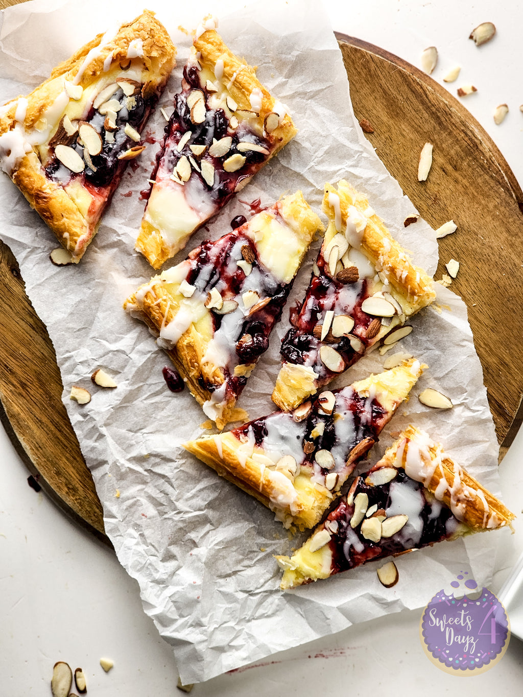Cherry Almond Pastry on White