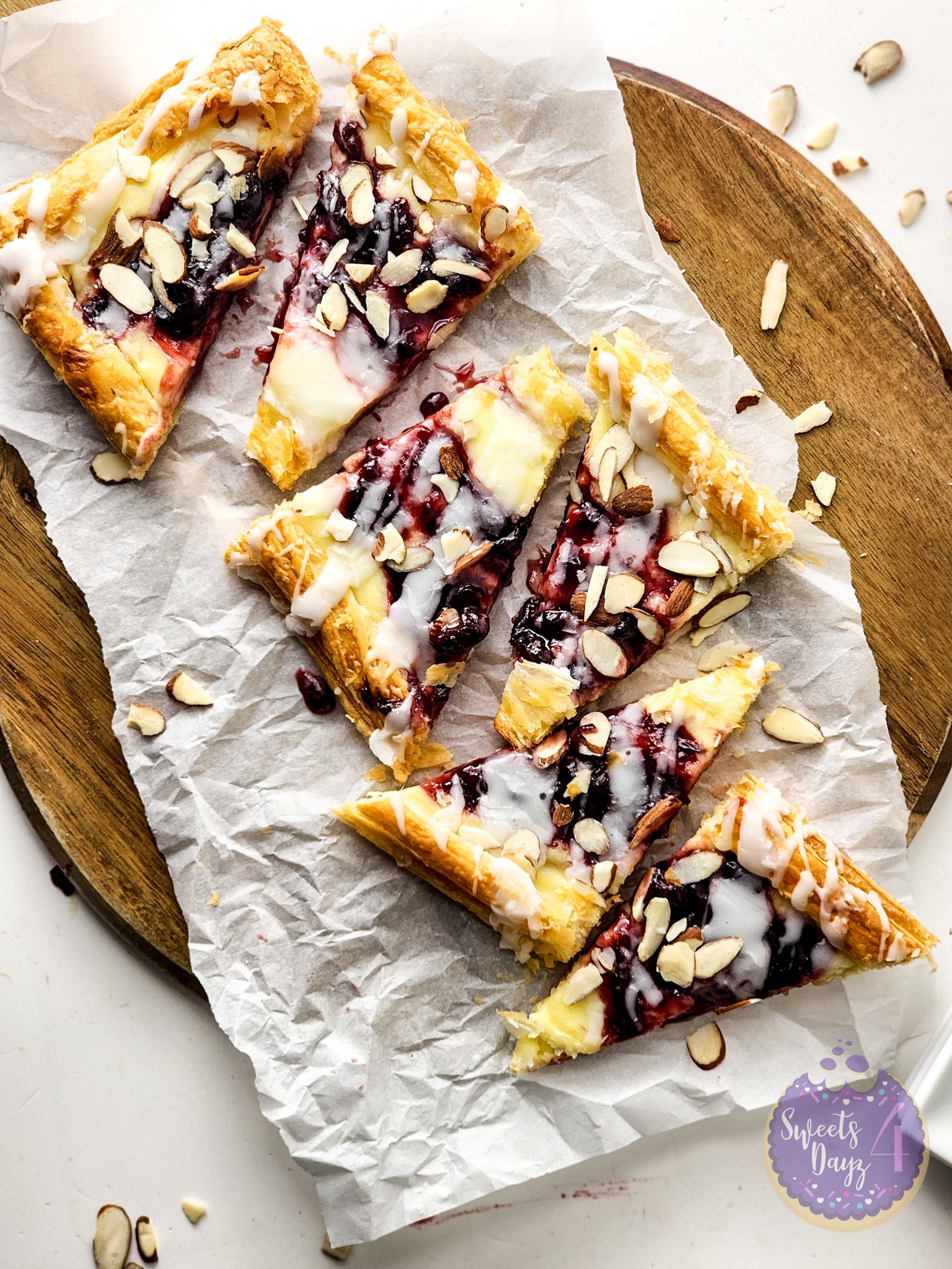 Cherry Almond Pastry on White