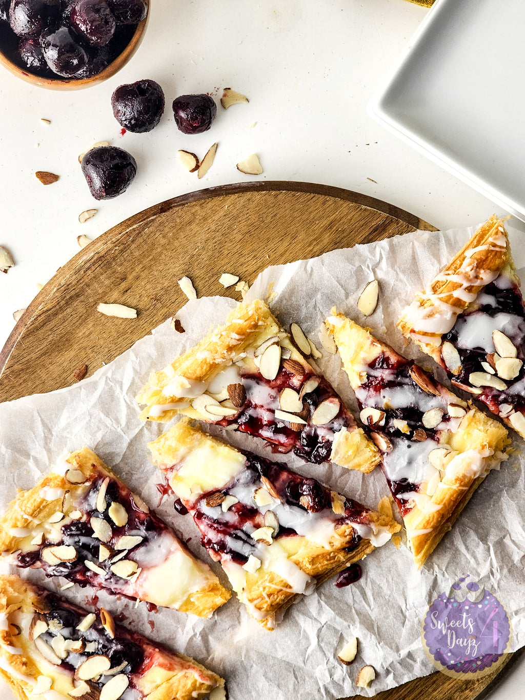 Cherry Almond Pastry on White