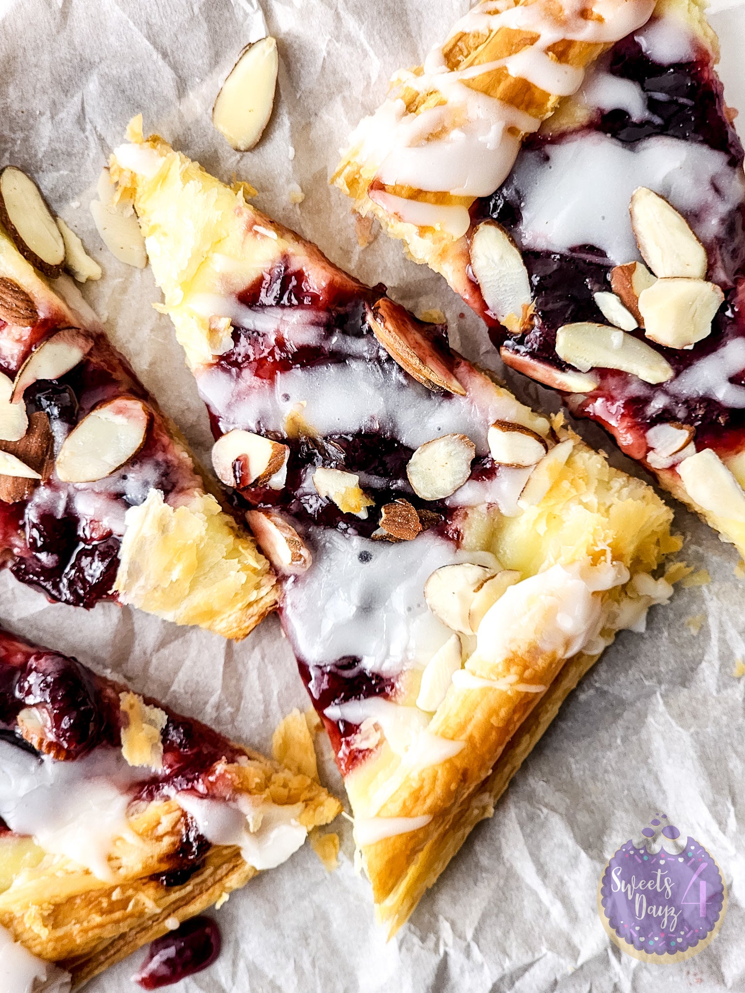 Cherry Almond Pastry on White