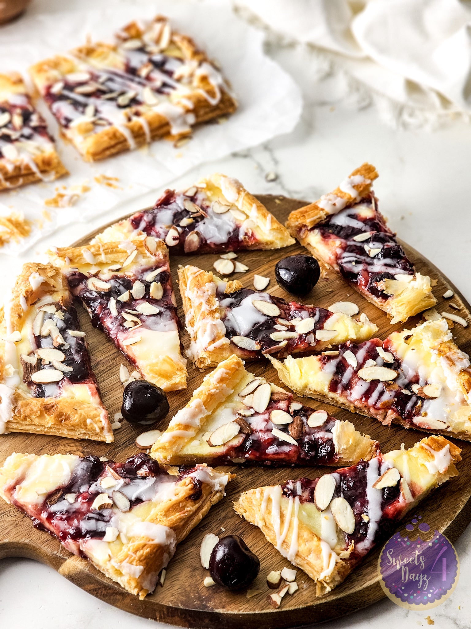 Cherry Almond Pastry on Marble