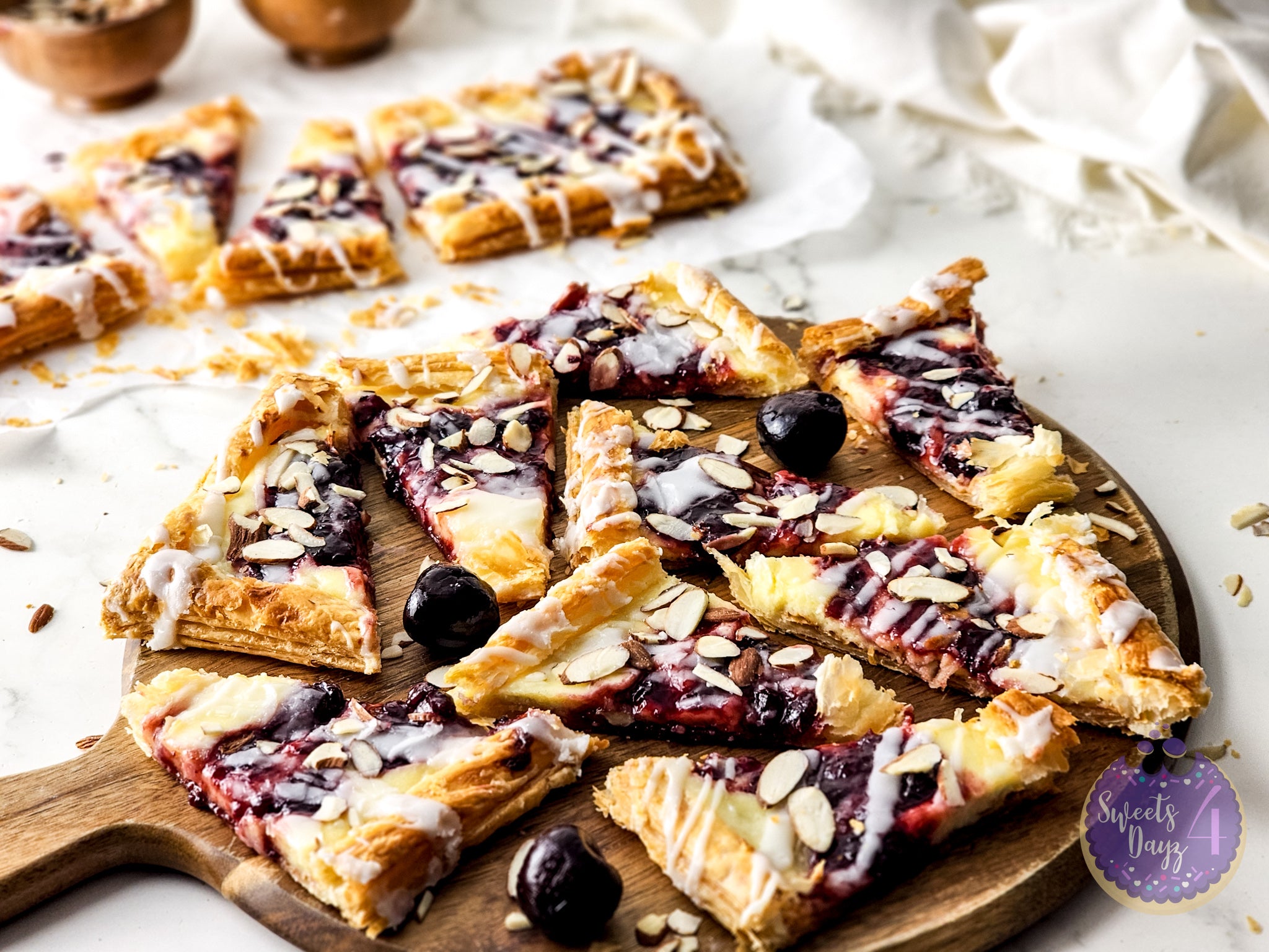 Cherry Almond Pastry on Marble