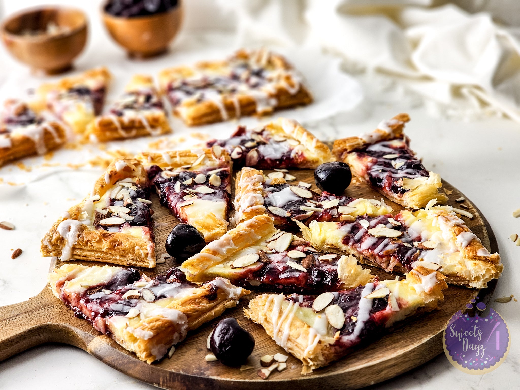 Cherry Almond Pastry on Marble