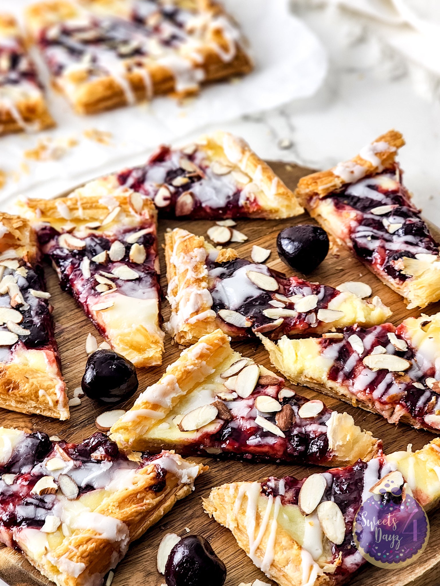 Cherry Almond Pastry on Marble