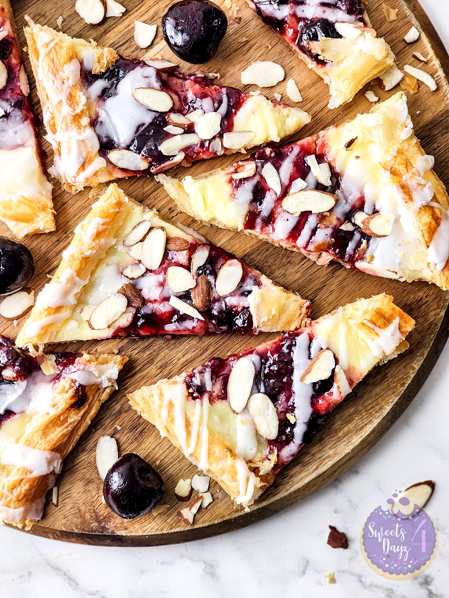 Cherry Almond Pastry on Marble