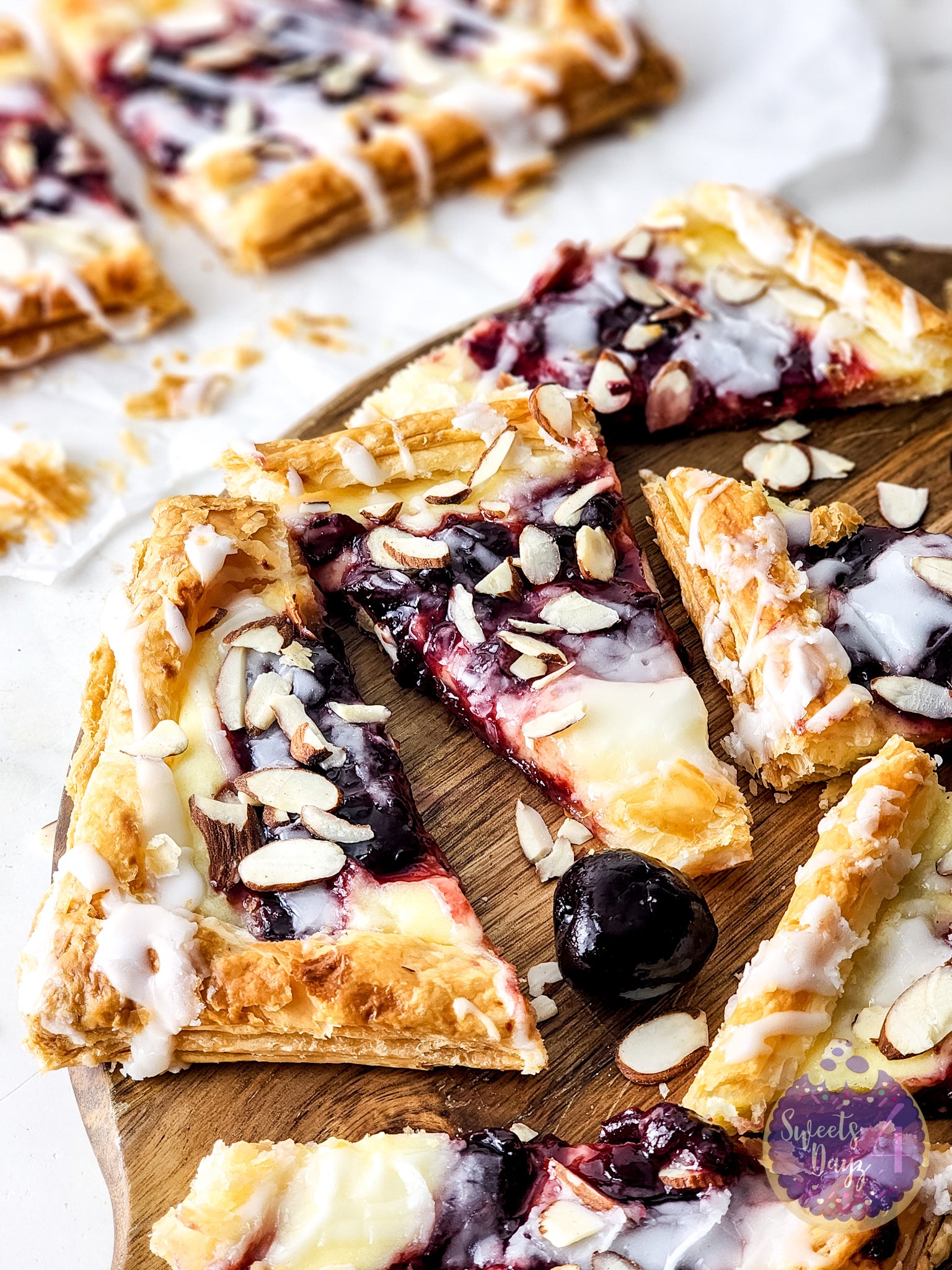 Cherry Almond Pastry on Marble