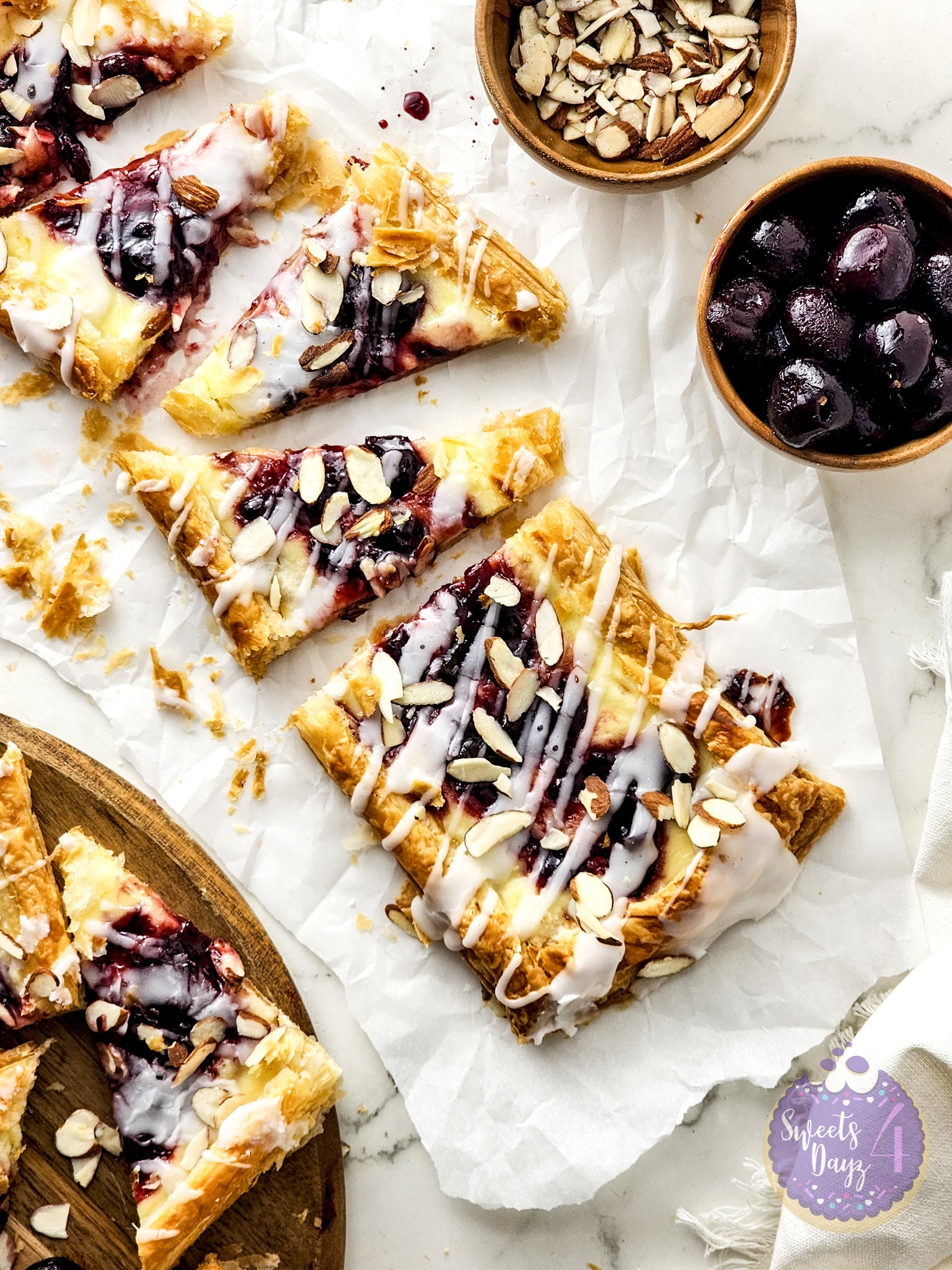 Cherry Almond Pastry on Marble
