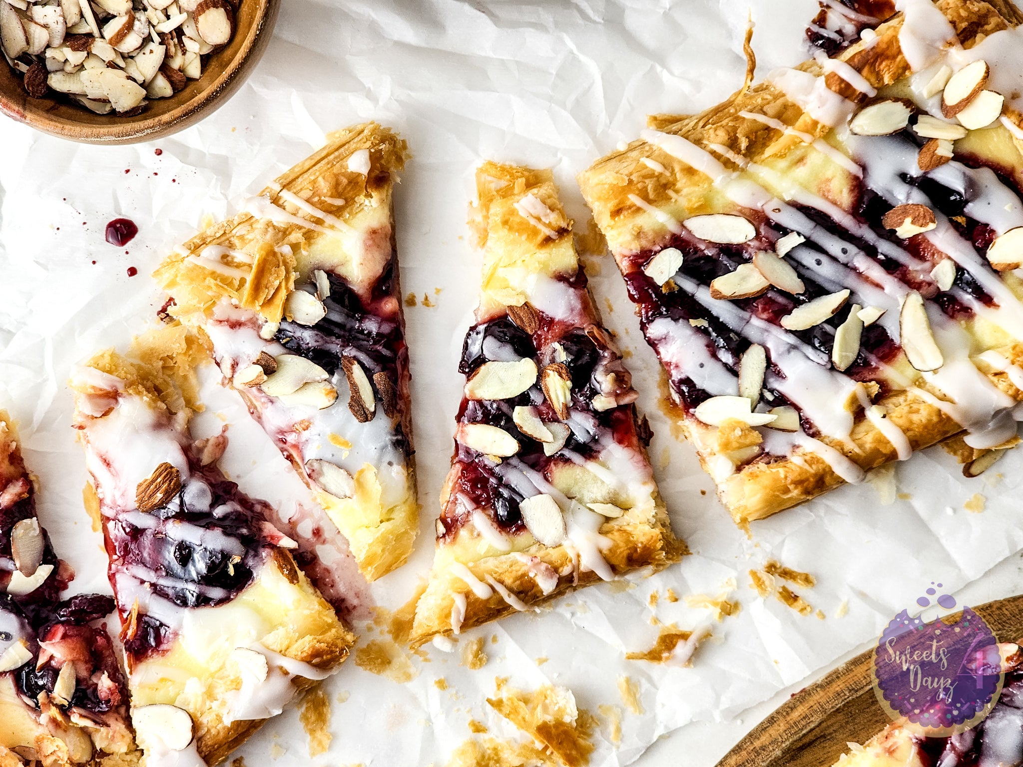 Cherry Almond Pastry on Marble