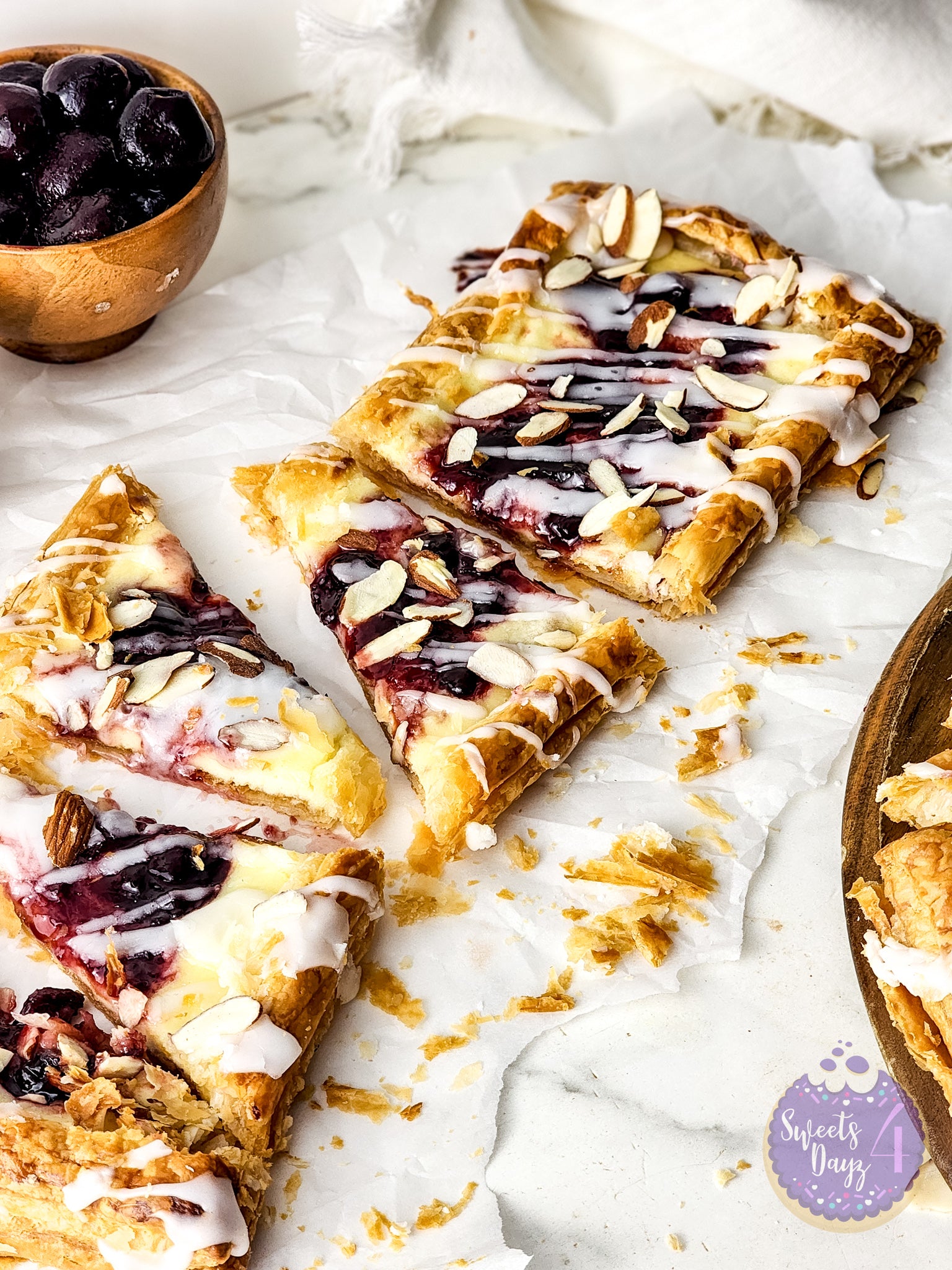 Cherry Almond Pastry on Marble