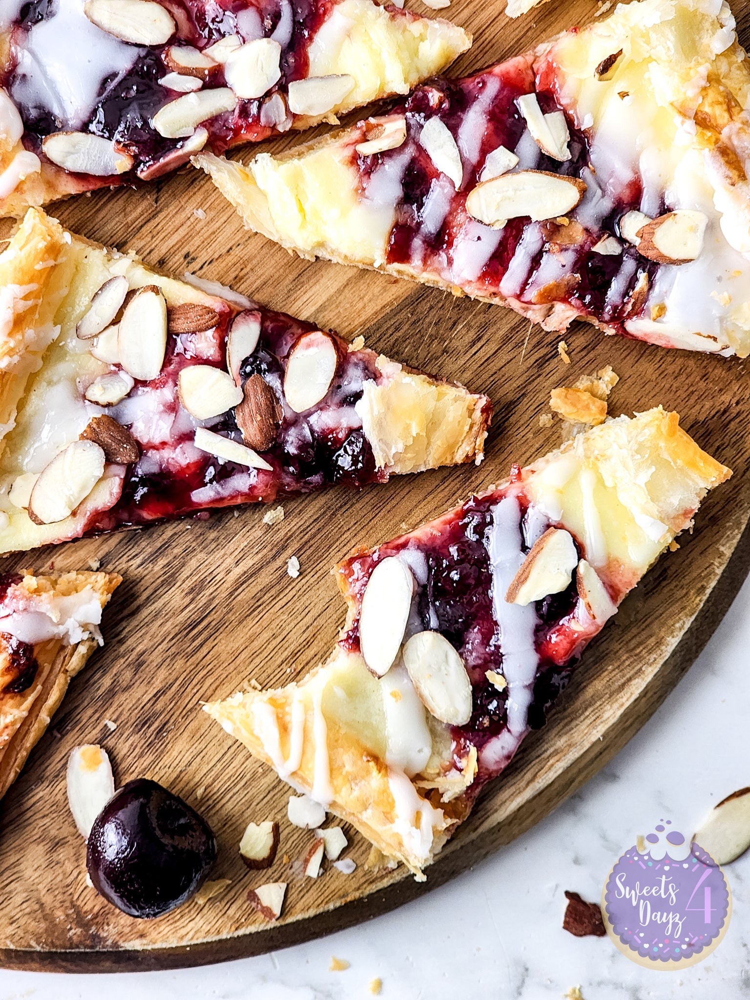 Cherry Almond Pastry on Marble