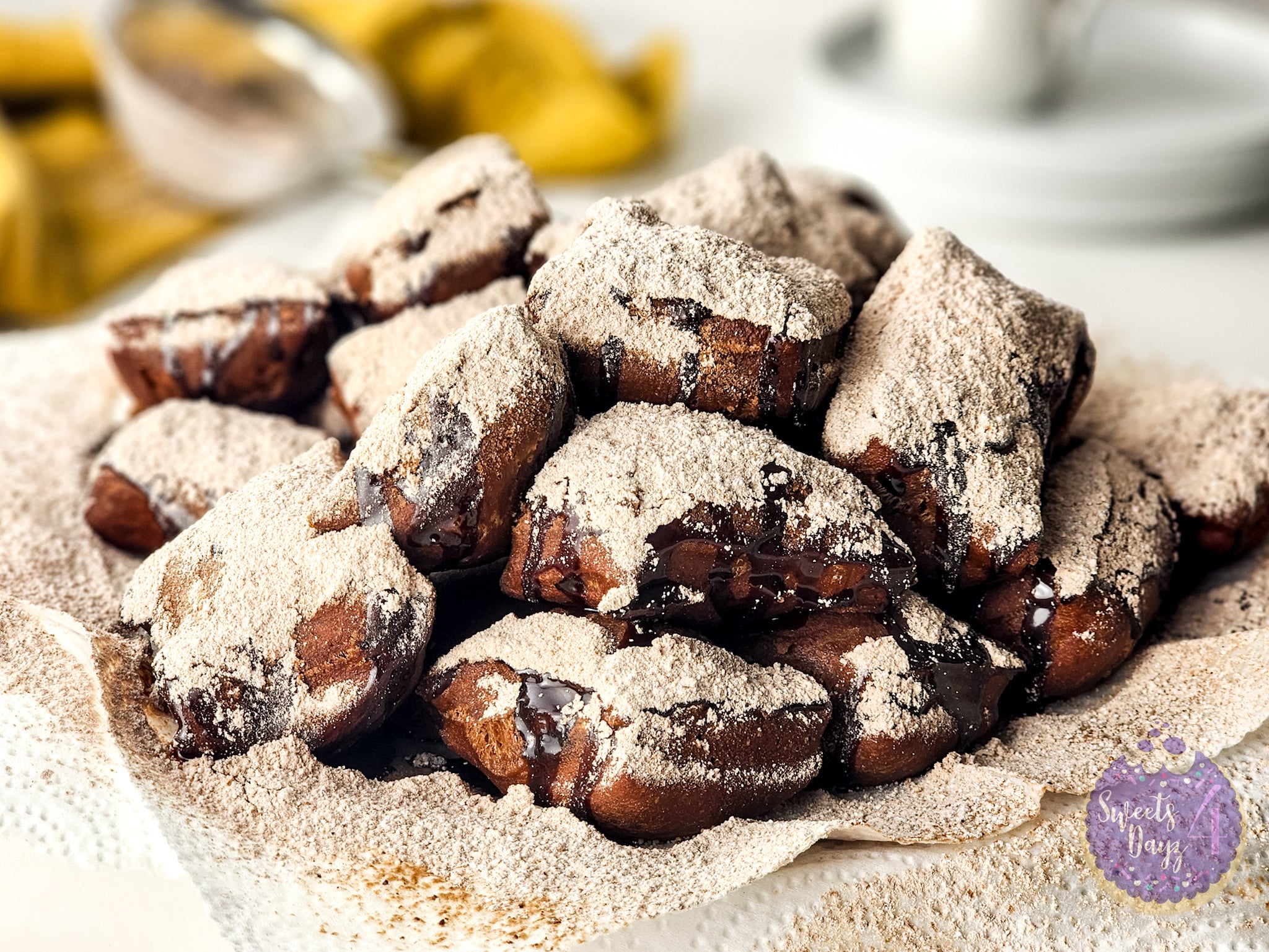 Chocolate Beignets on White