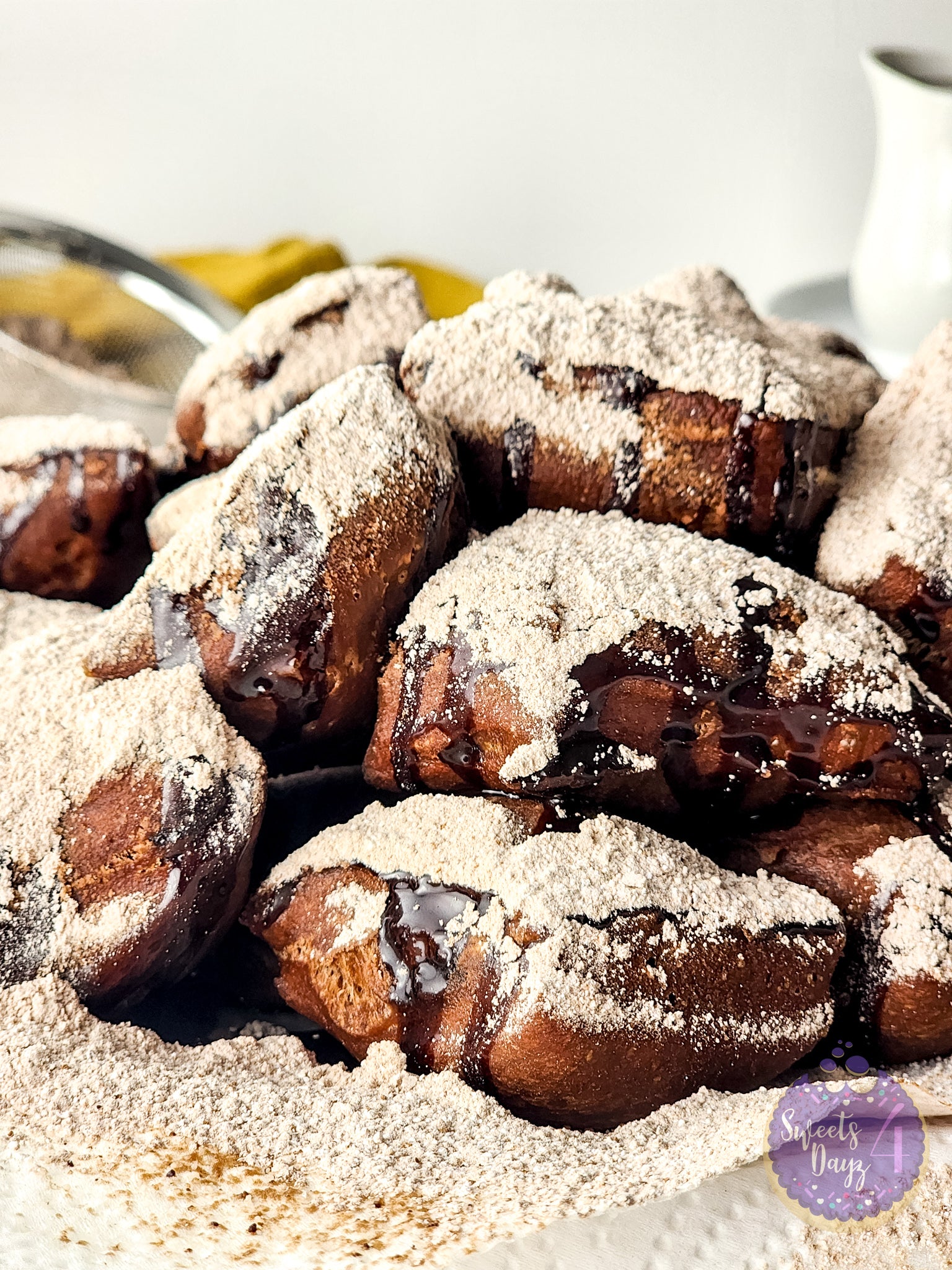 Chocolate Beignets on White