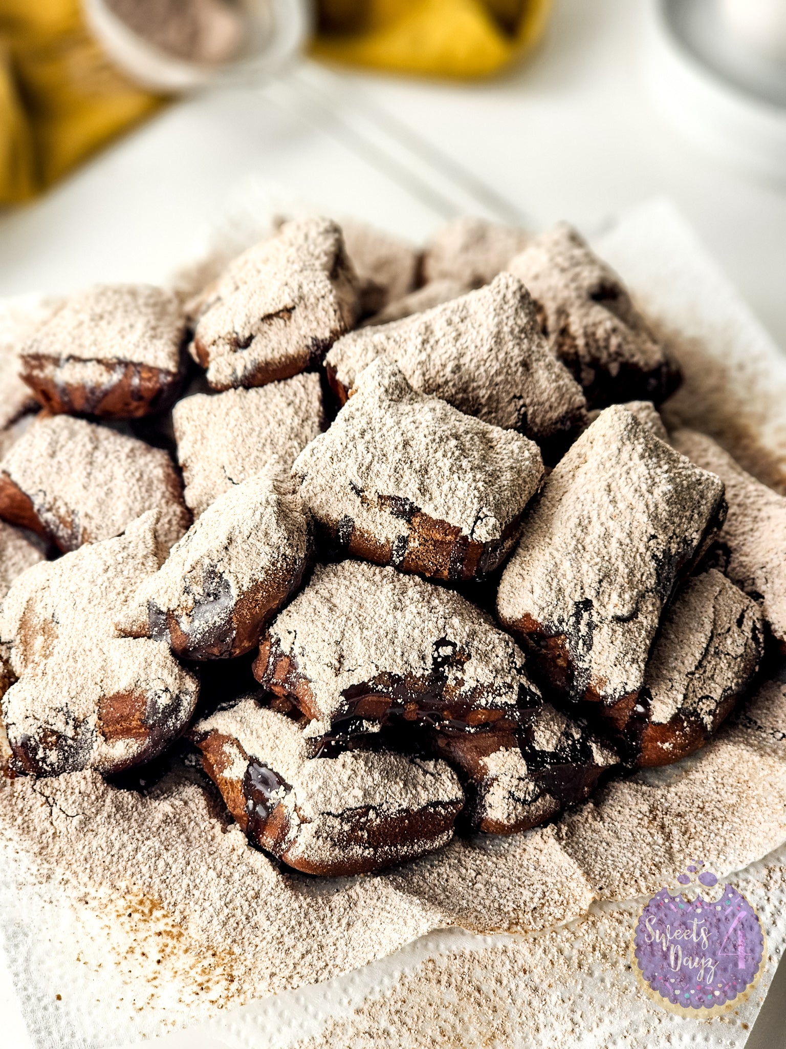 Chocolate Beignets on White