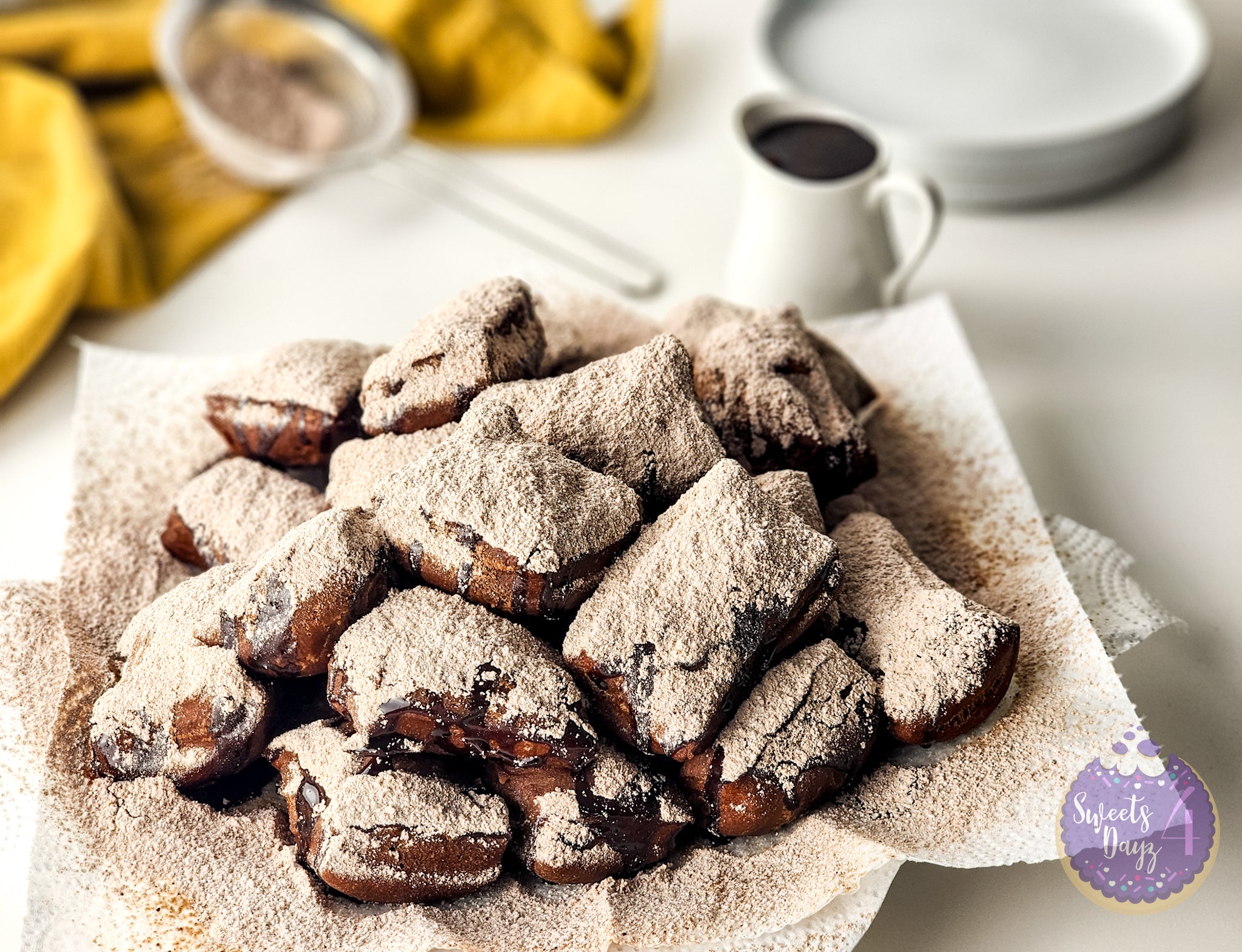 Chocolate Beignets on White