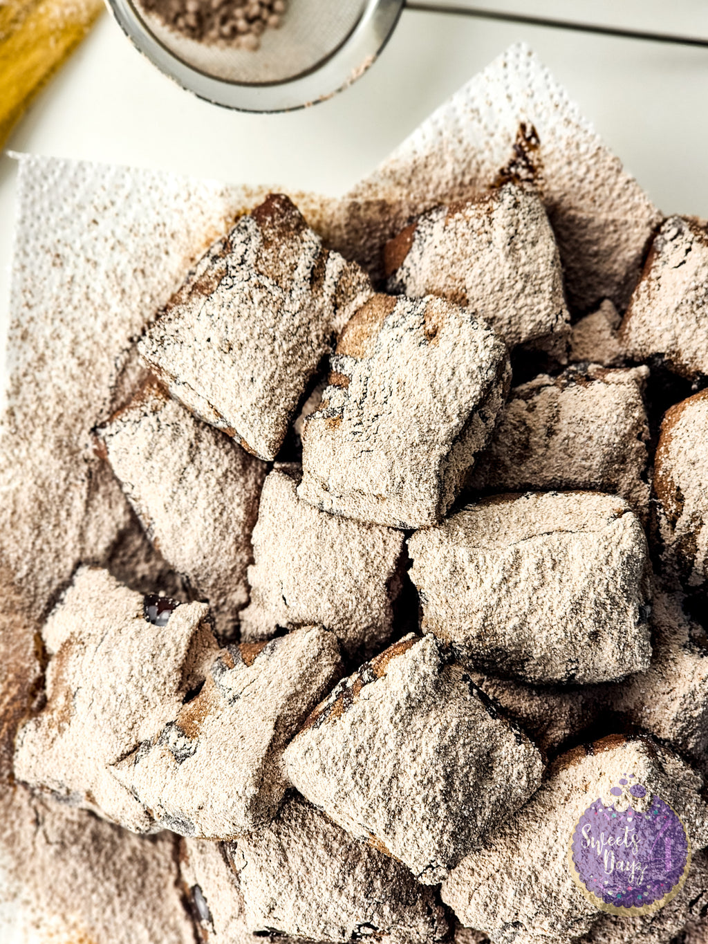 Chocolate Beignets on White