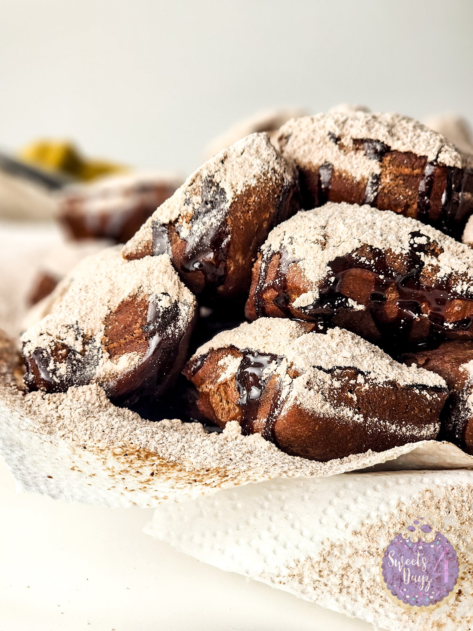 Chocolate Beignets on White
