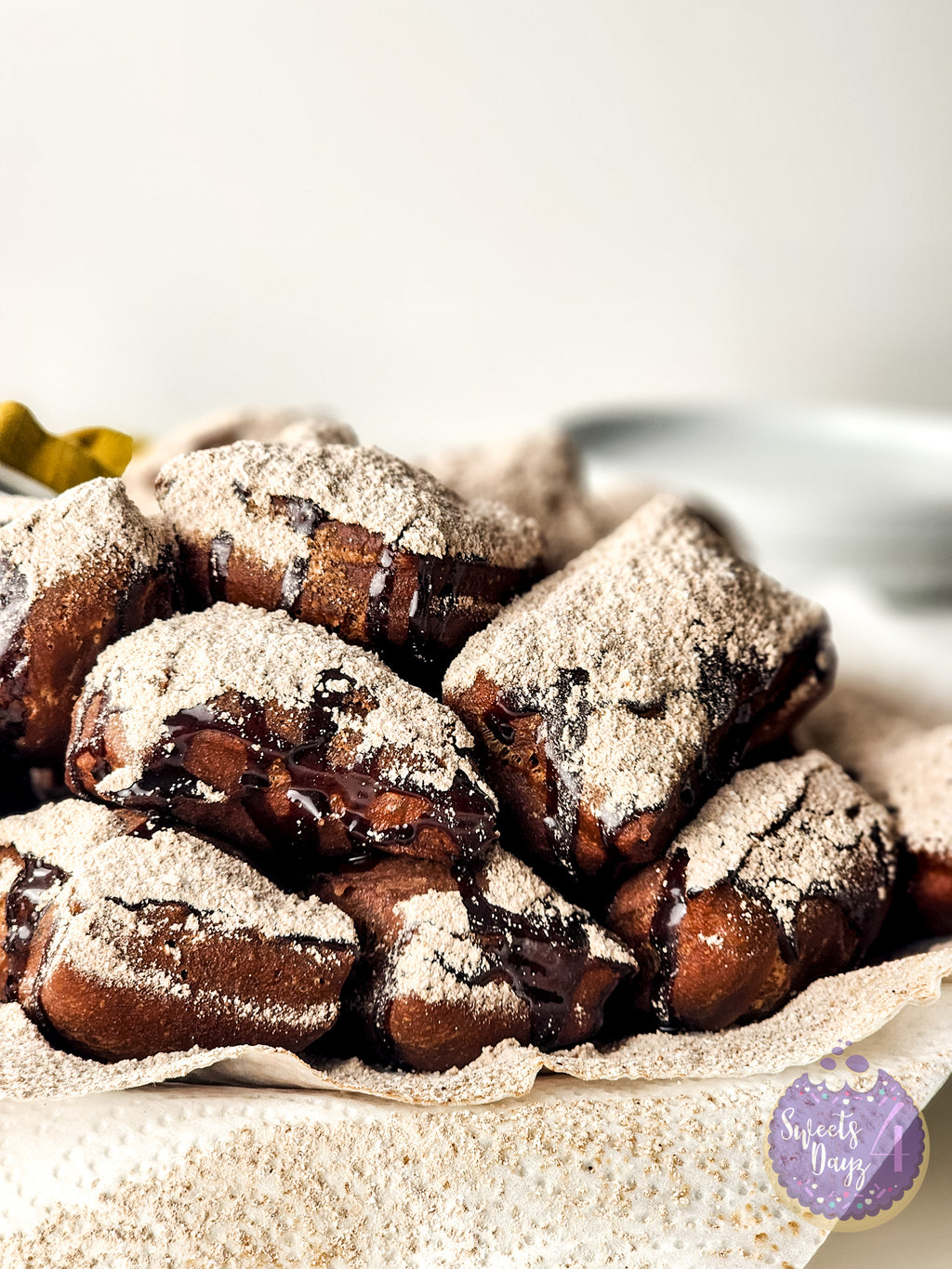 Chocolate Beignets on White
