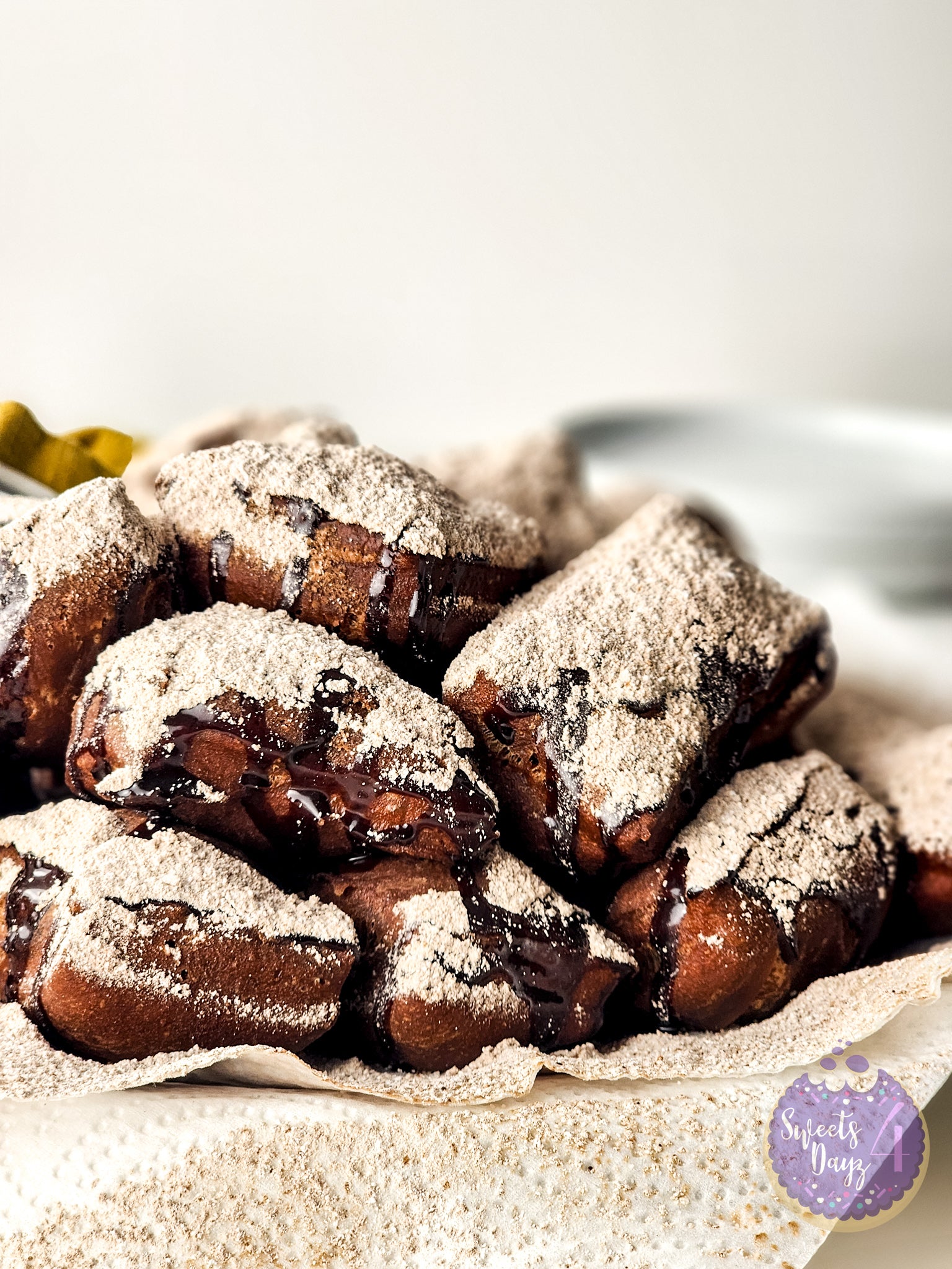 Chocolate Beignets on White
