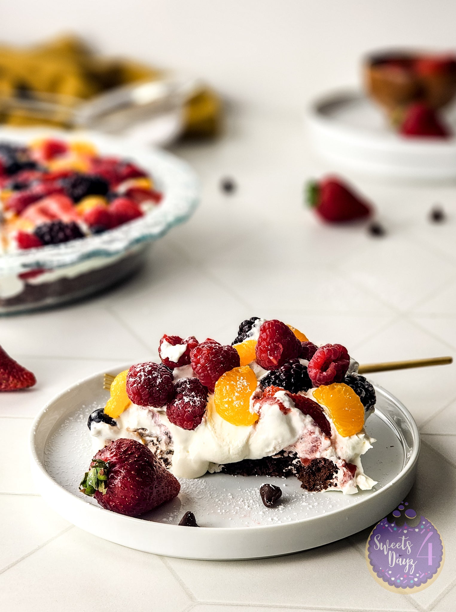 Gluten Free Brownie Fruit Pizza on Rhombus