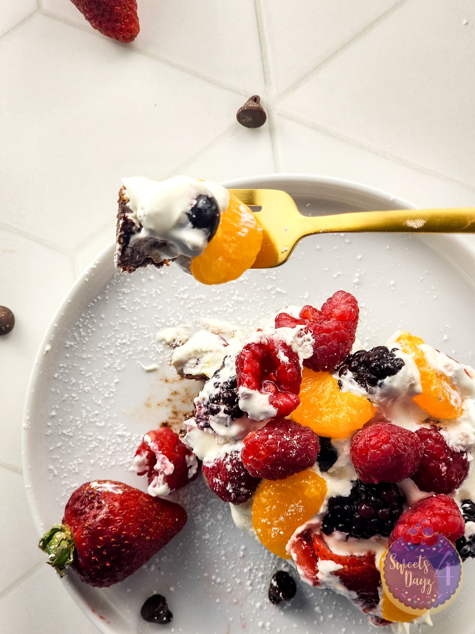 Gluten Free Brownie Fruit Pizza on Rhombus