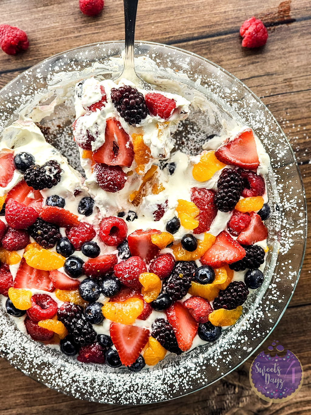 Gluten Free Brownie Fruit Pizza on Brown Wood