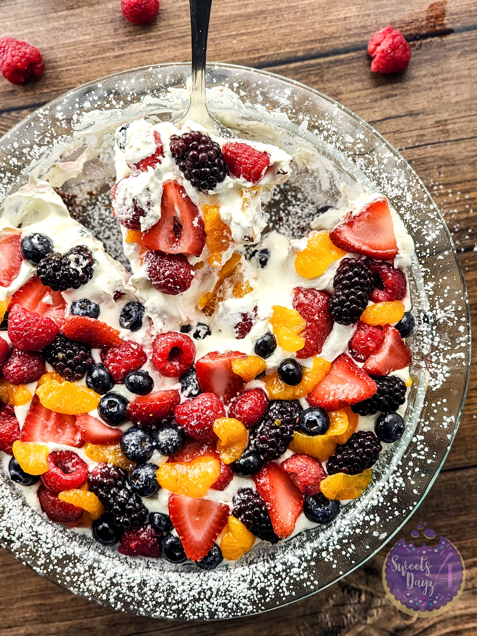 Gluten Free Brownie Fruit Pizza on Brown Wood