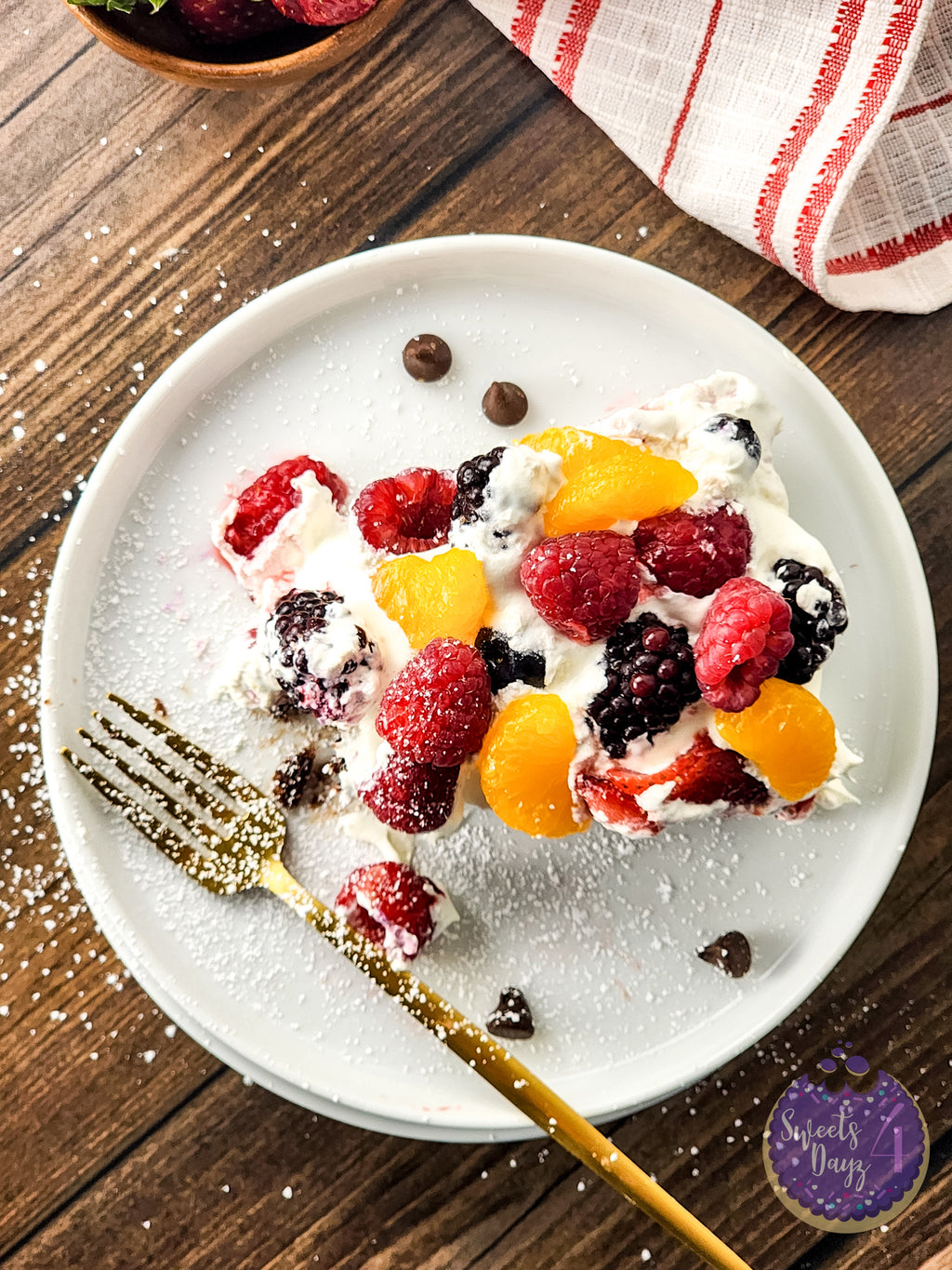 Gluten Free Brownie Fruit Pizza on Brown Wood