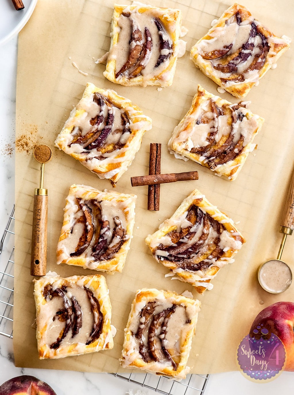 Peach Tartlets on Marble