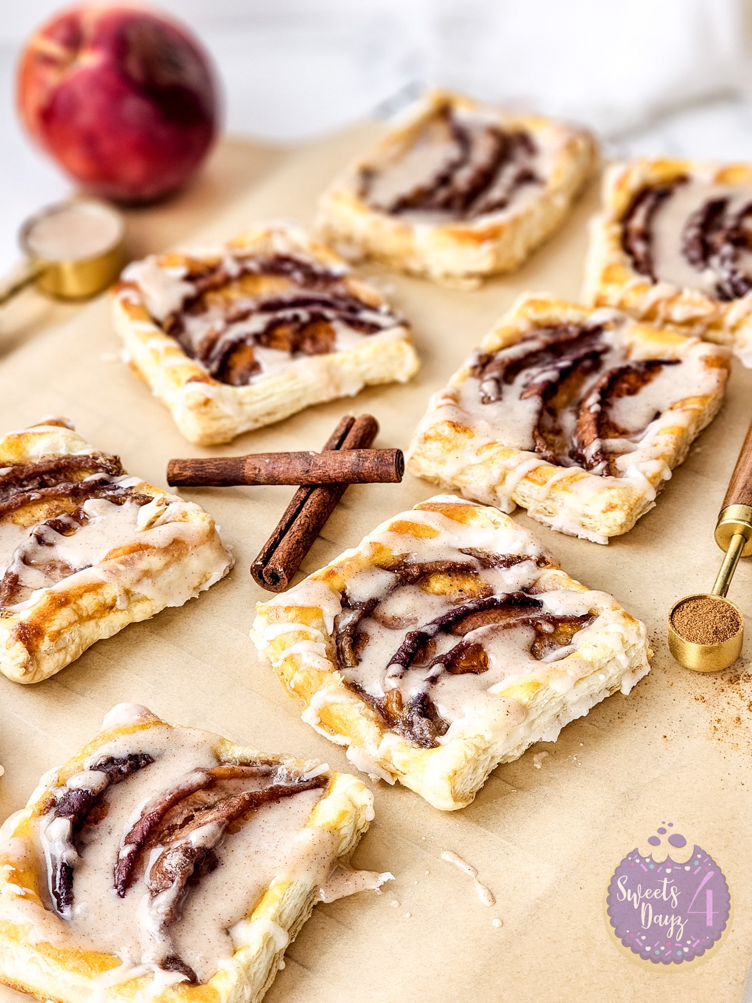 Peach Tartlets on Marble