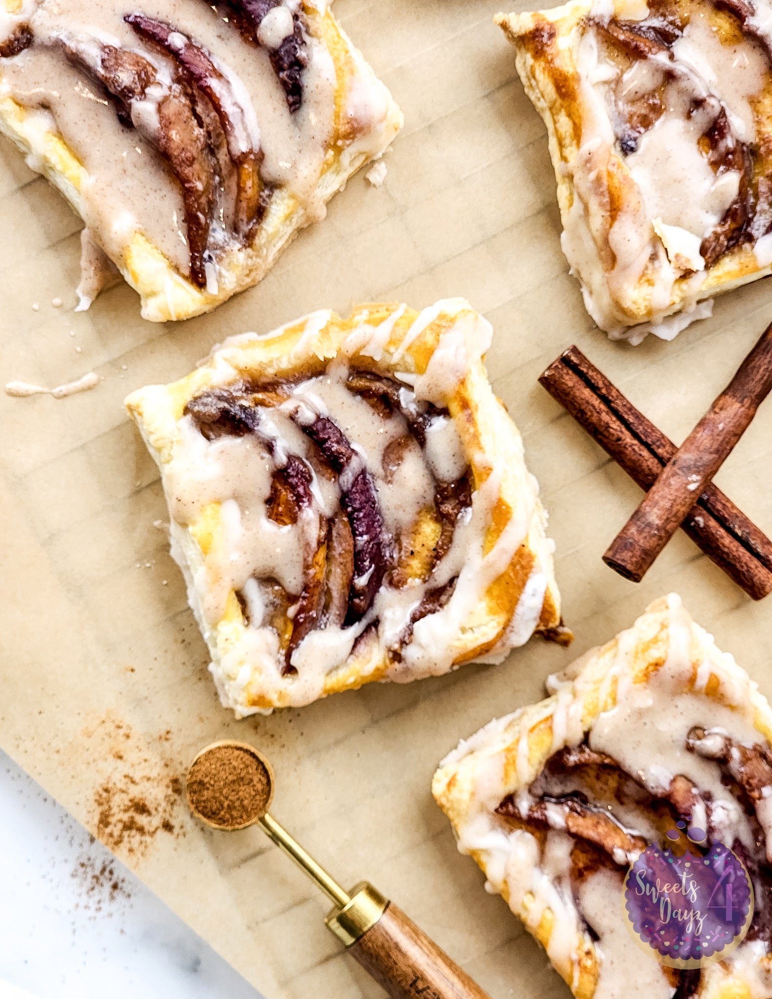 Peach Tartlets on Marble