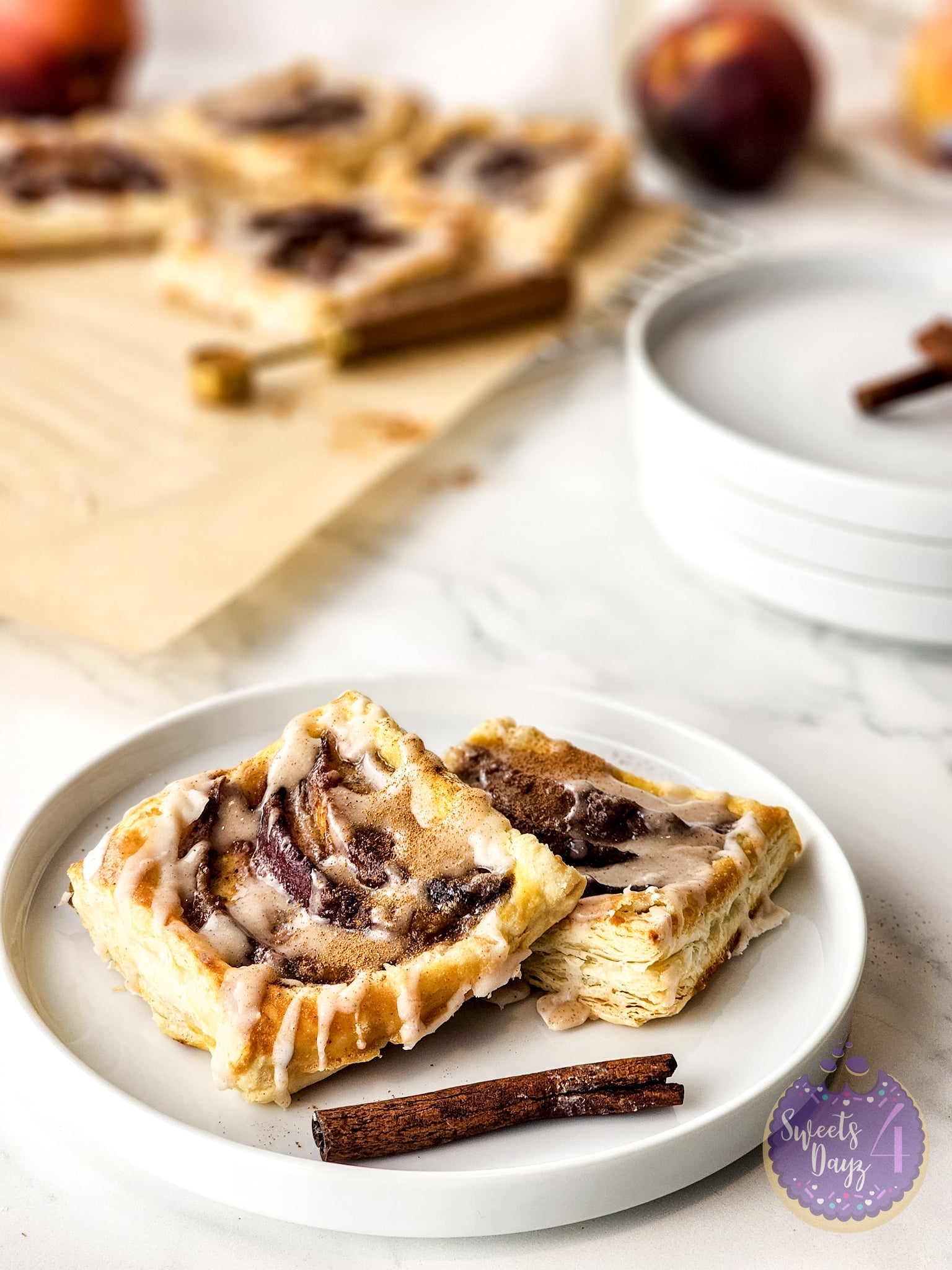 Peach Tartlets on Marble