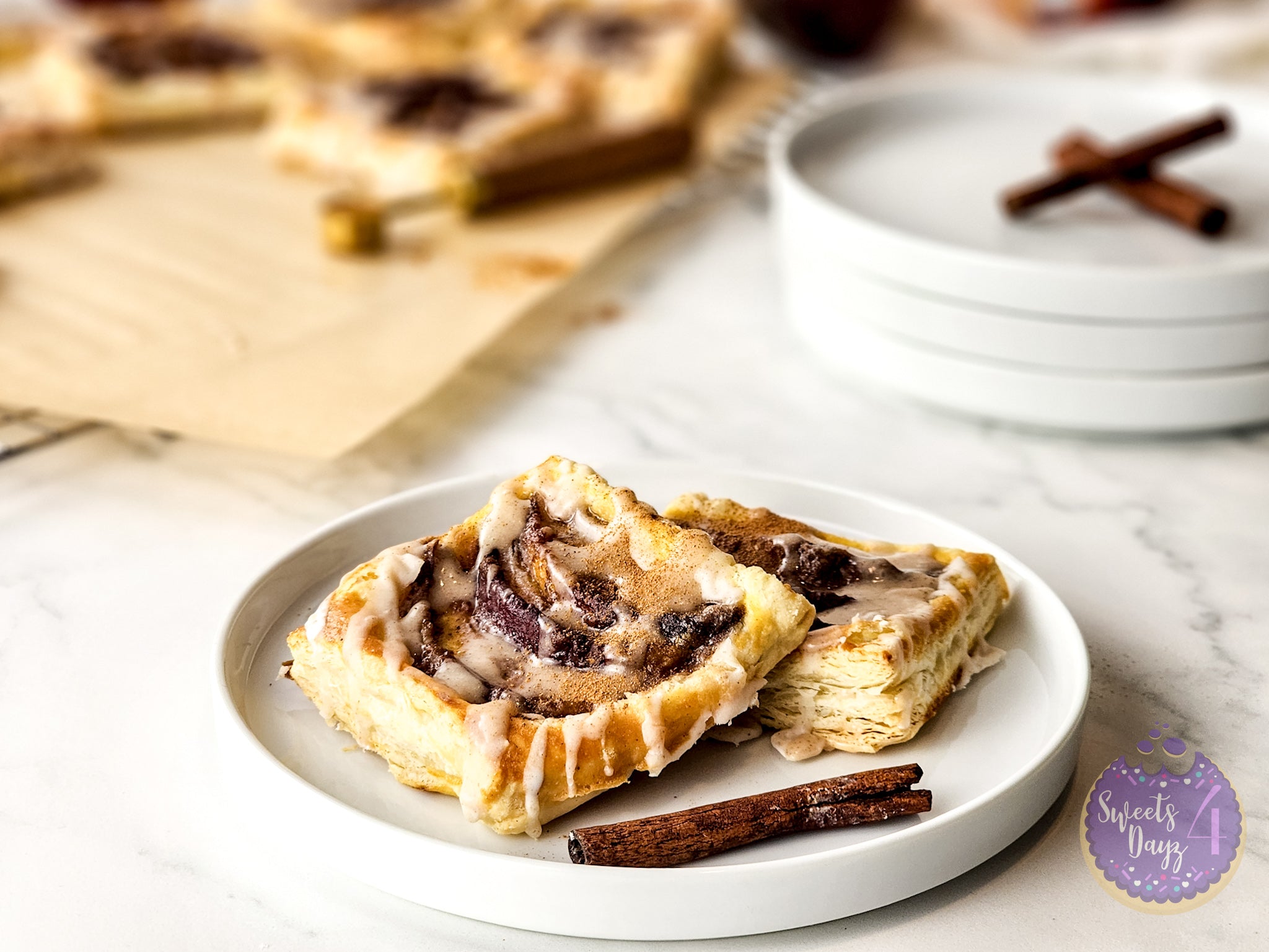 Peach Tartlets on Marble