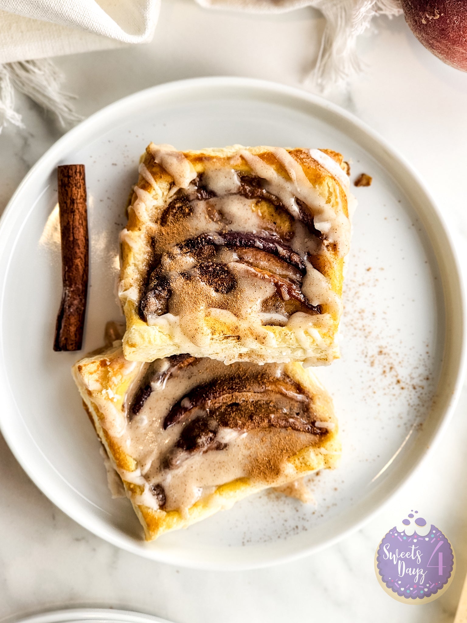 Peach Tartlets on Marble