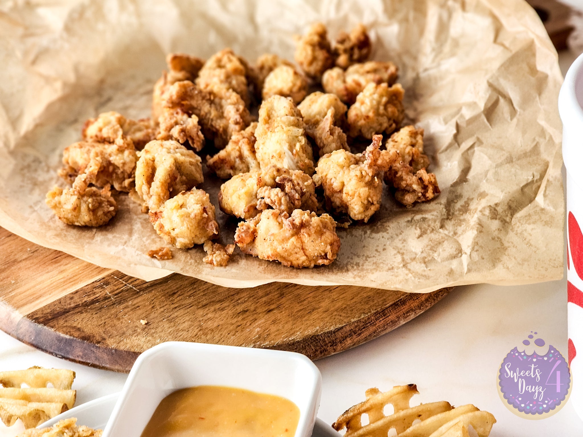 Copycat Chick Fil A Nuggets on Gold Marble