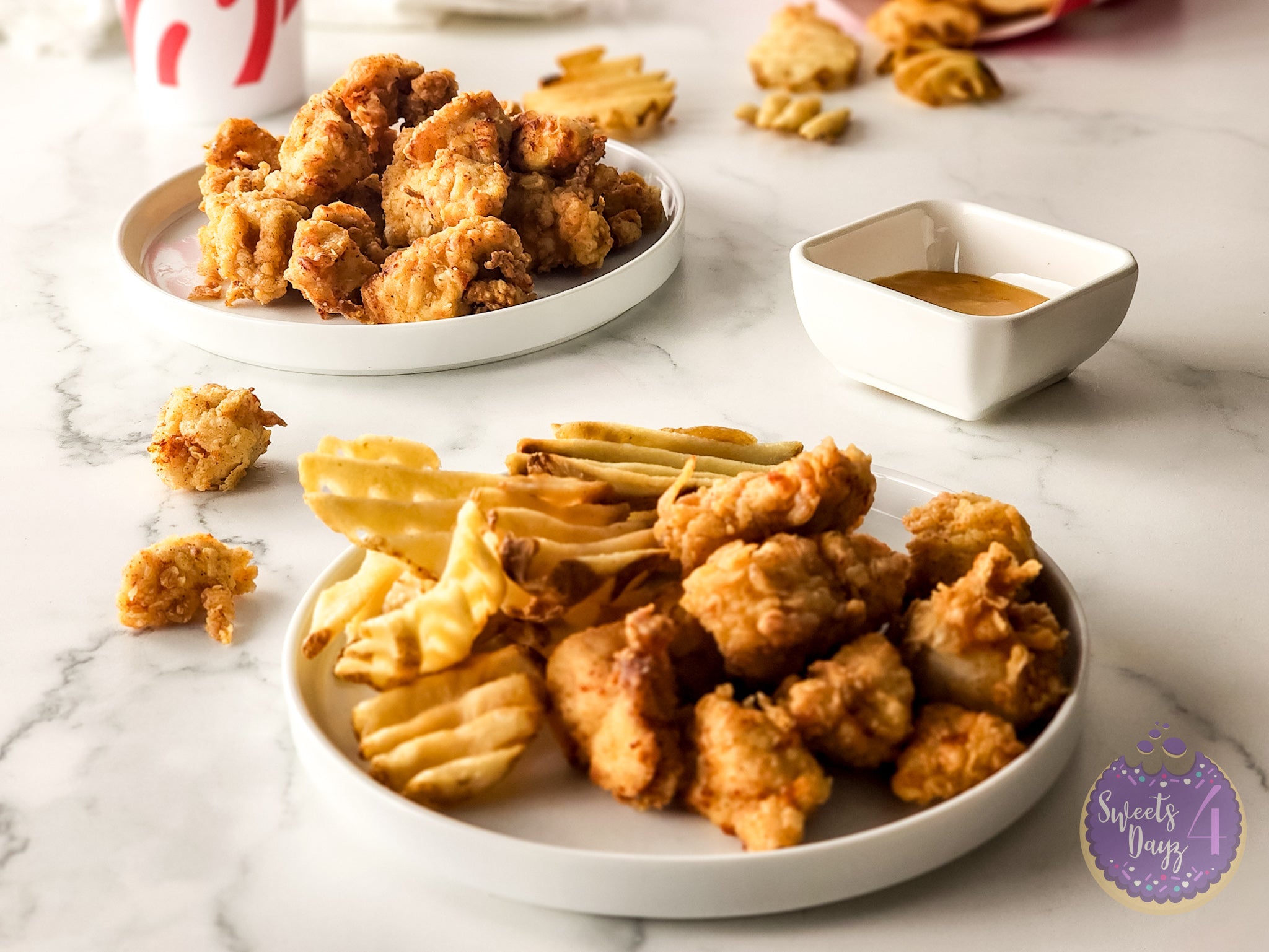 Copycat Chick Fil A Nuggets on Marble