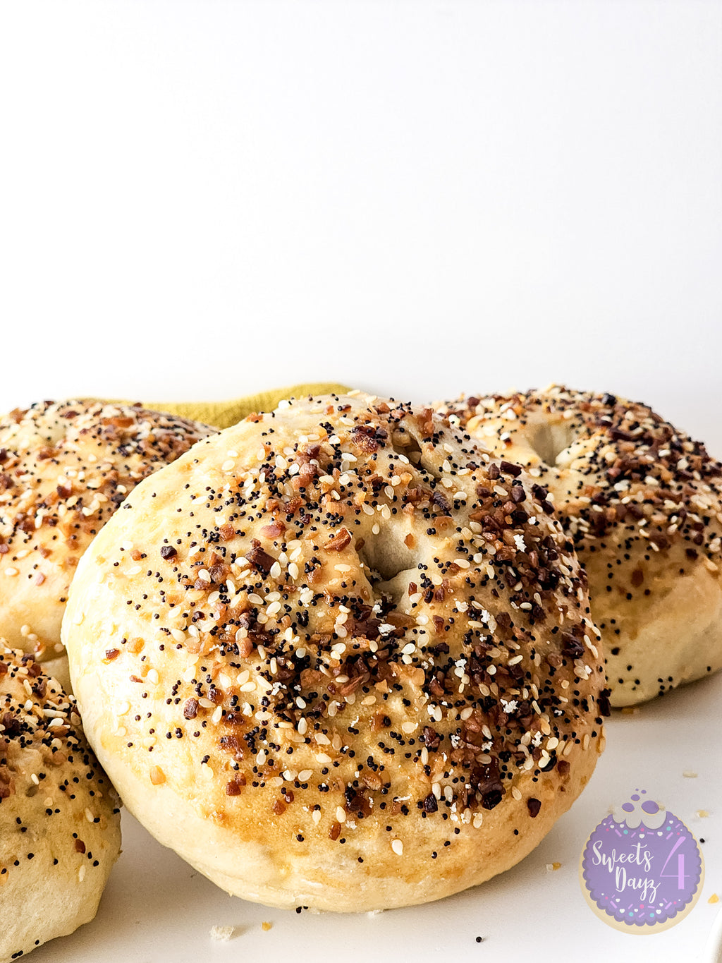 Homemade Everything Bagels on White