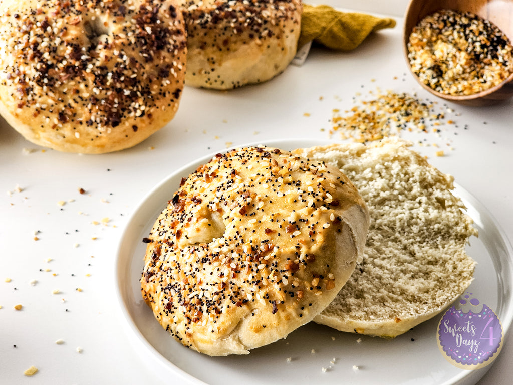 Homemade Everything Bagels on White