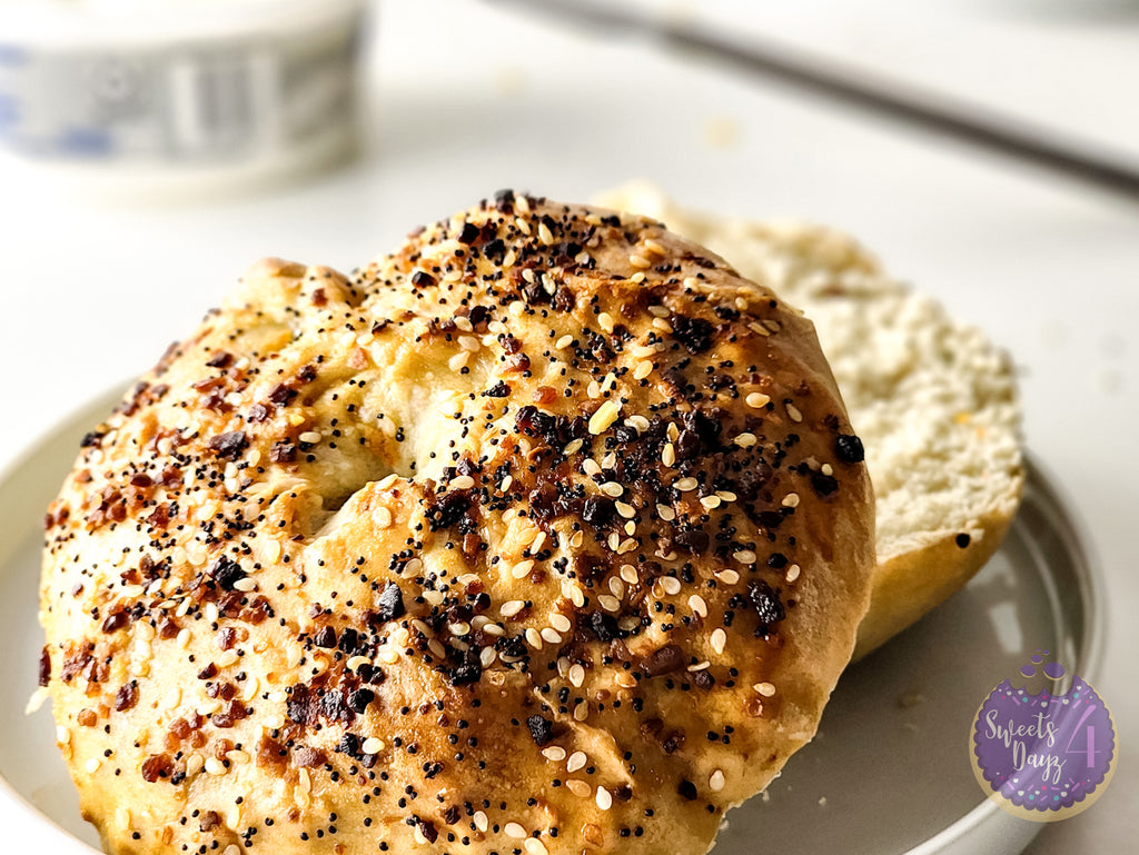 Homemade Everything Bagels on White