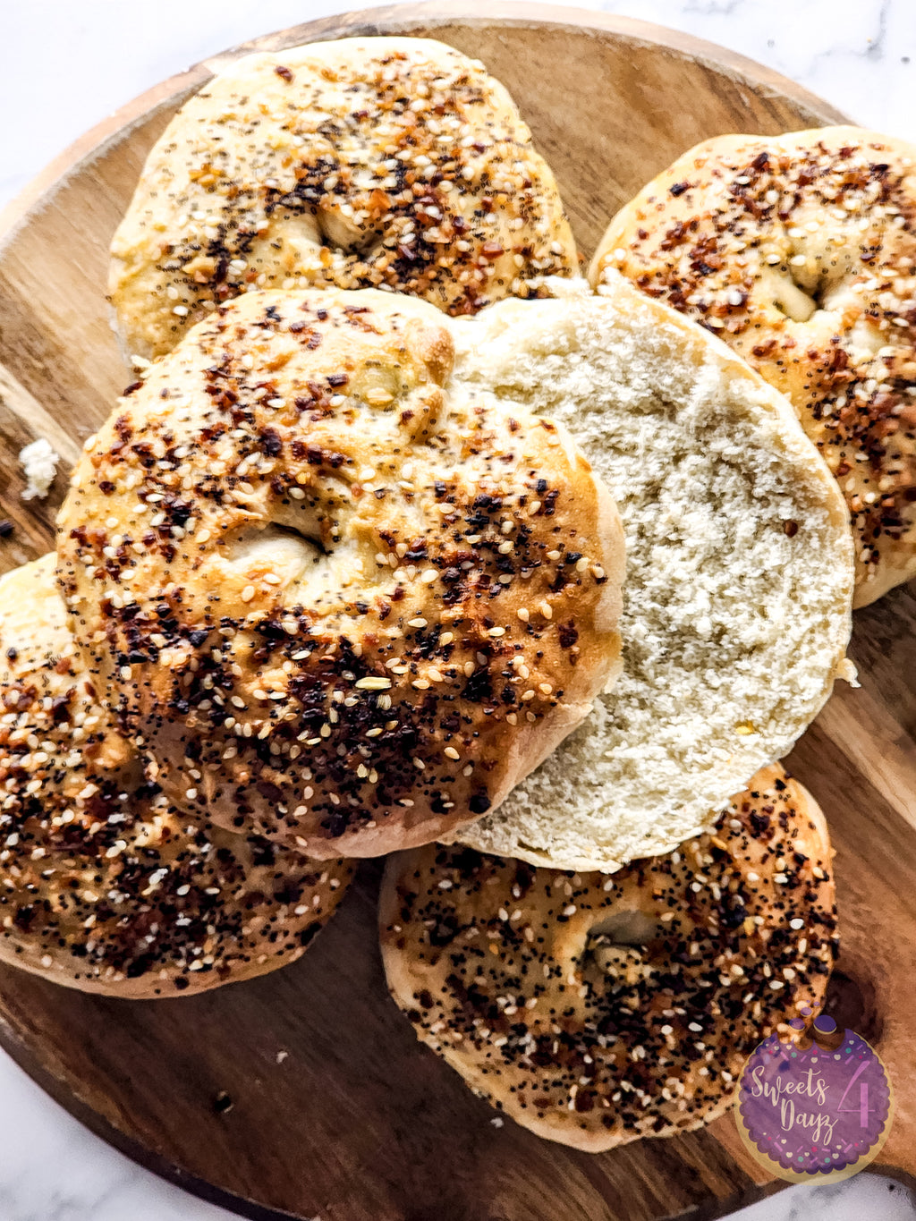 Homemade Everything Bagels on White