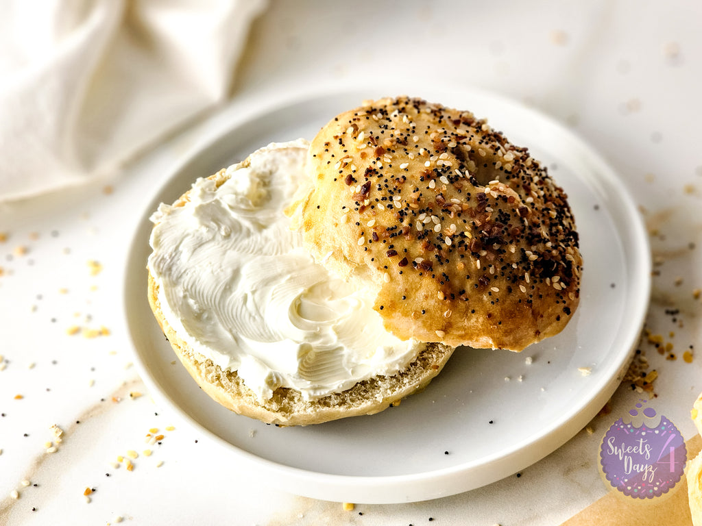 Homemade Everything Bagels on Gold Marble