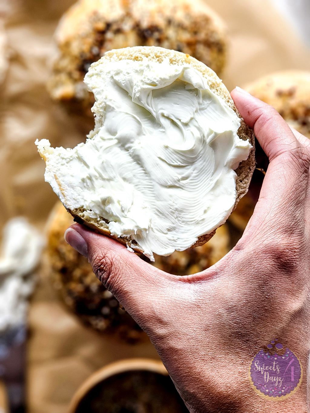 Homemade Everything Bagels on Gold Marble