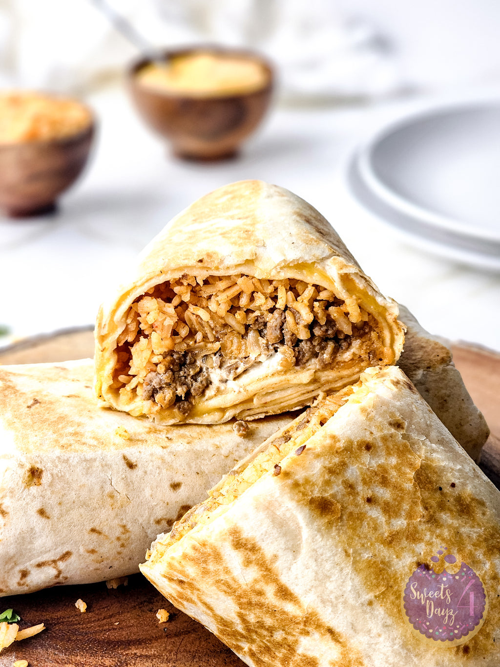 Copycat Taco Bell Quesarito on Gold Marble