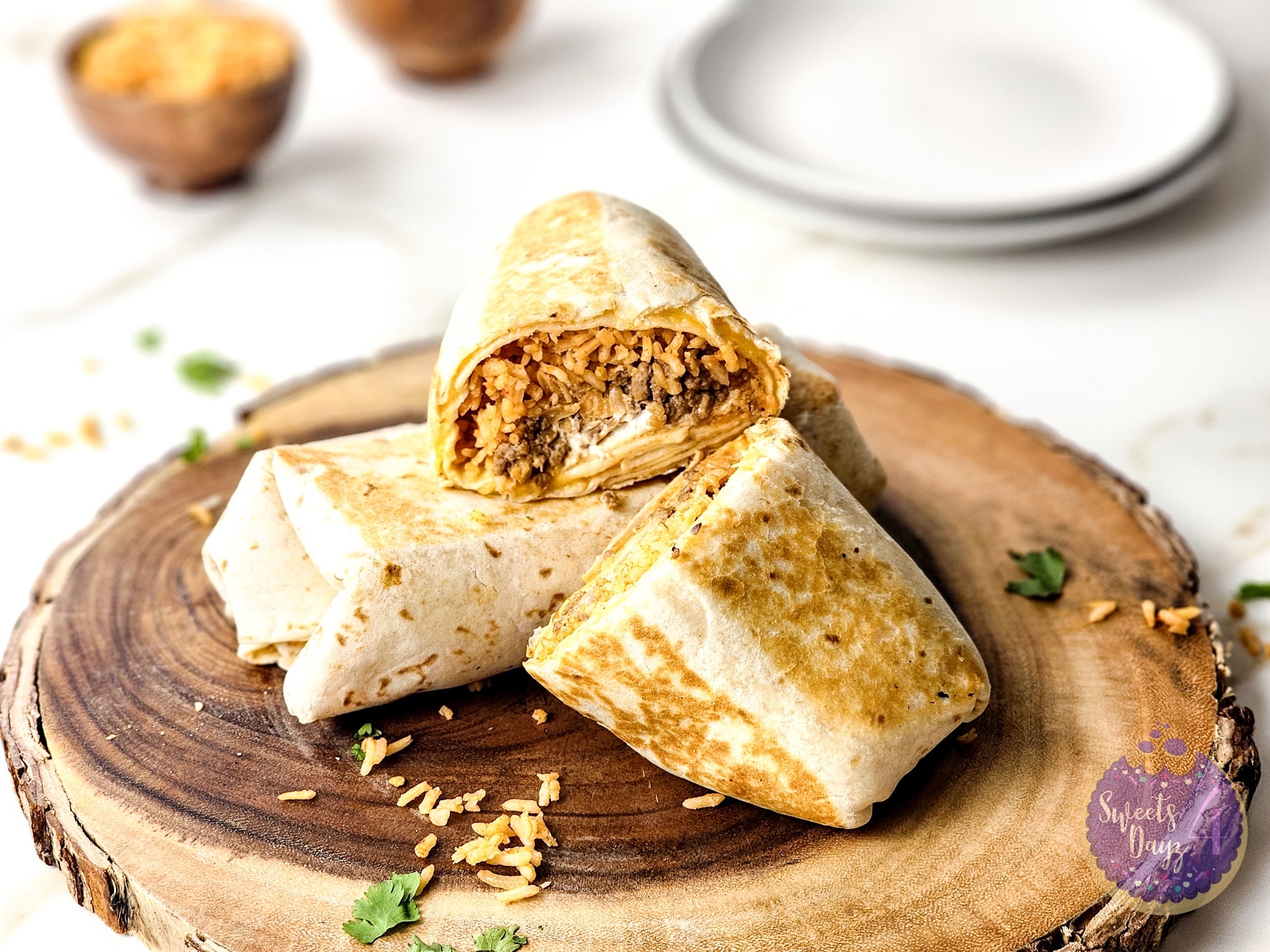 Copycat Taco Bell Quesarito on Gold Marble