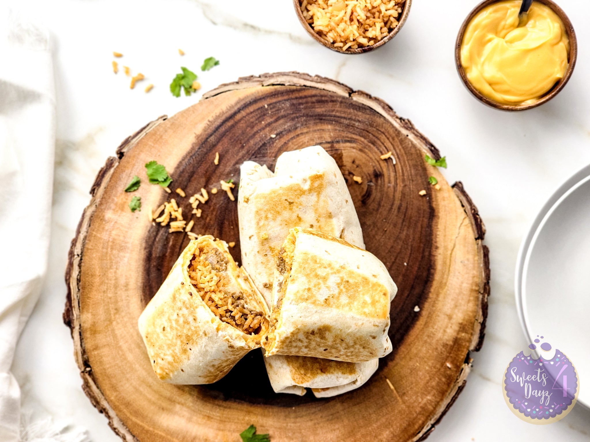 Copycat Taco Bell Quesarito on Gold Marble