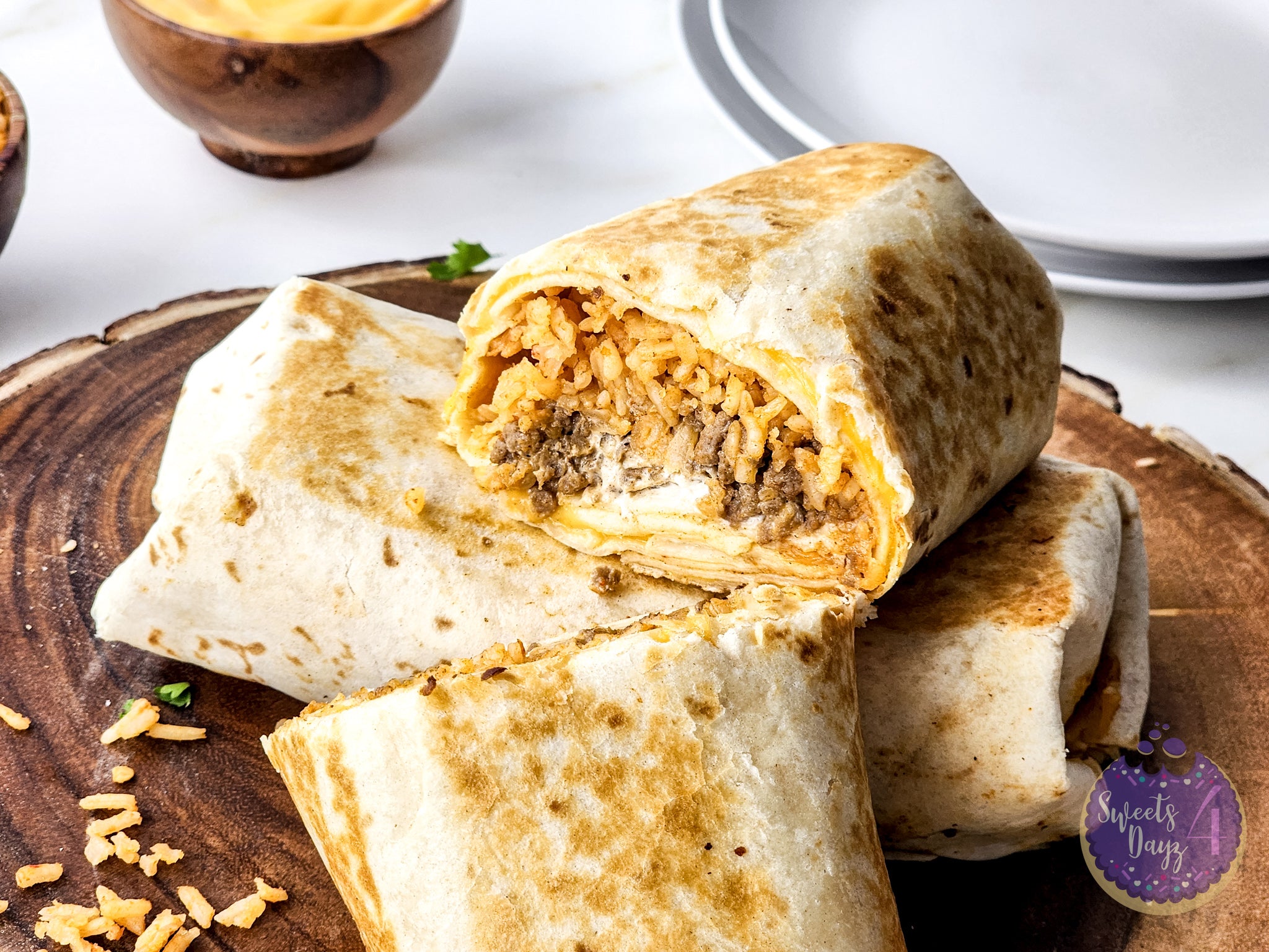 Copycat Taco Bell Quesarito on Gold Marble